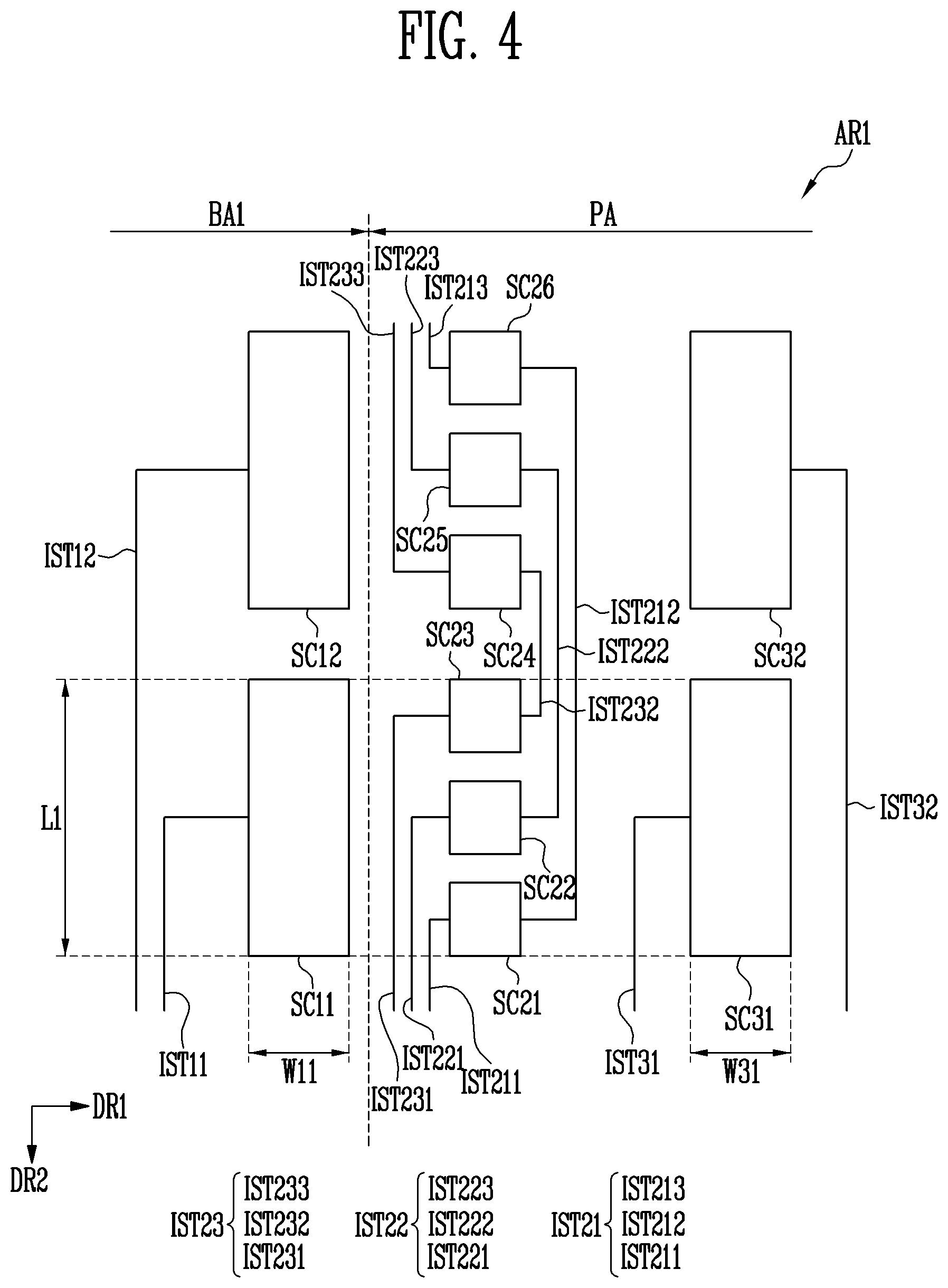 Patent US11775103 Figure 4 – Touch sensing display device with integrated multiplexed antenna function
