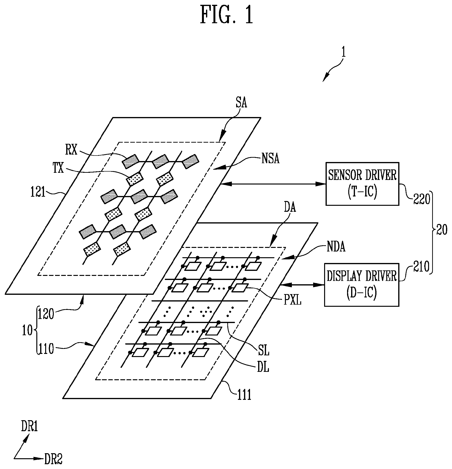 Patent US11775104 Figure 1 – Display device and driving method thereof
