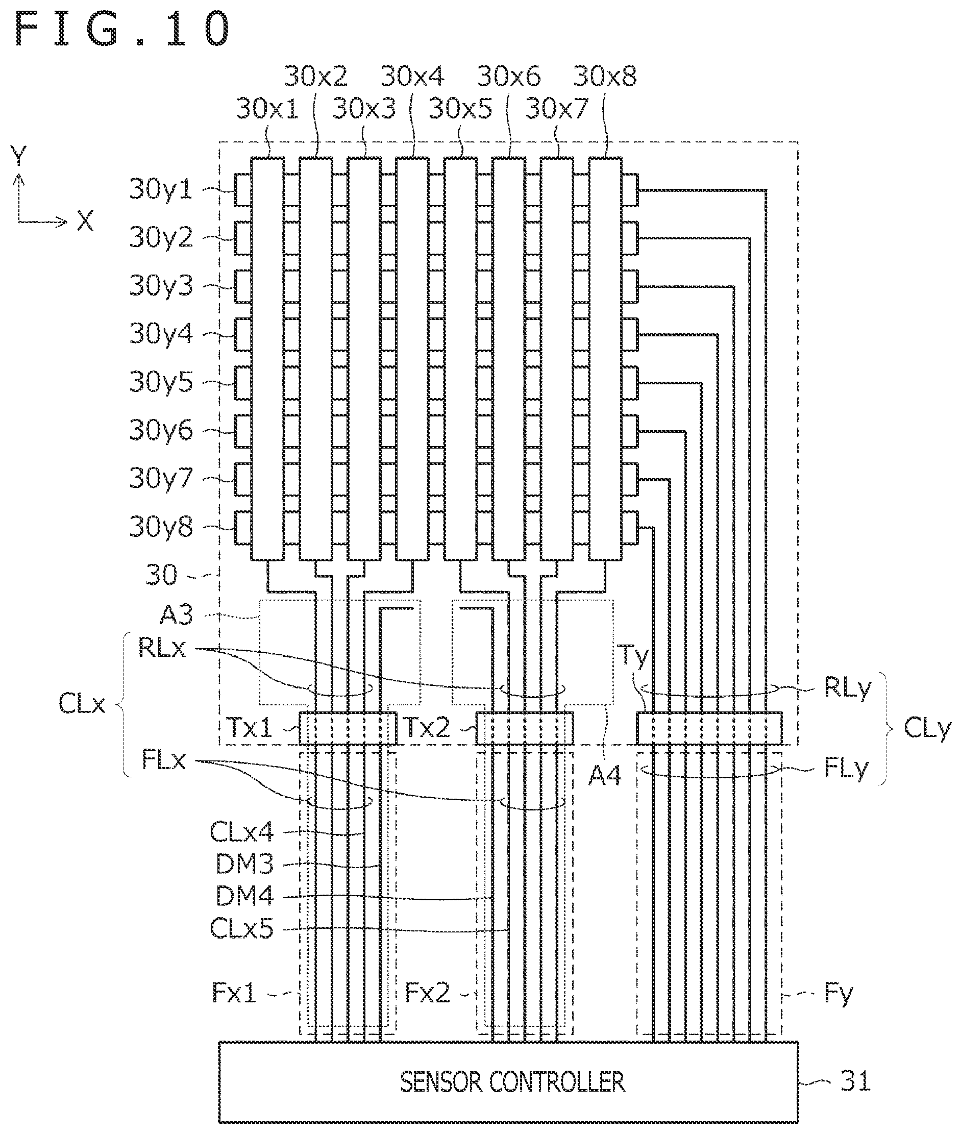 Patent US11775105 Figure 9 – Extension wires and connection wires for position detection device and sensor panel