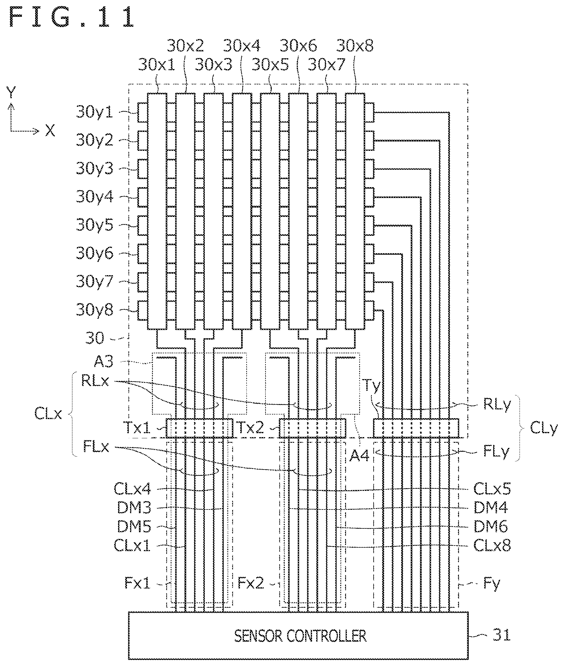 Patent US11775105 Figure 10 – Extension wires and connection wires for position detection device and sensor panel