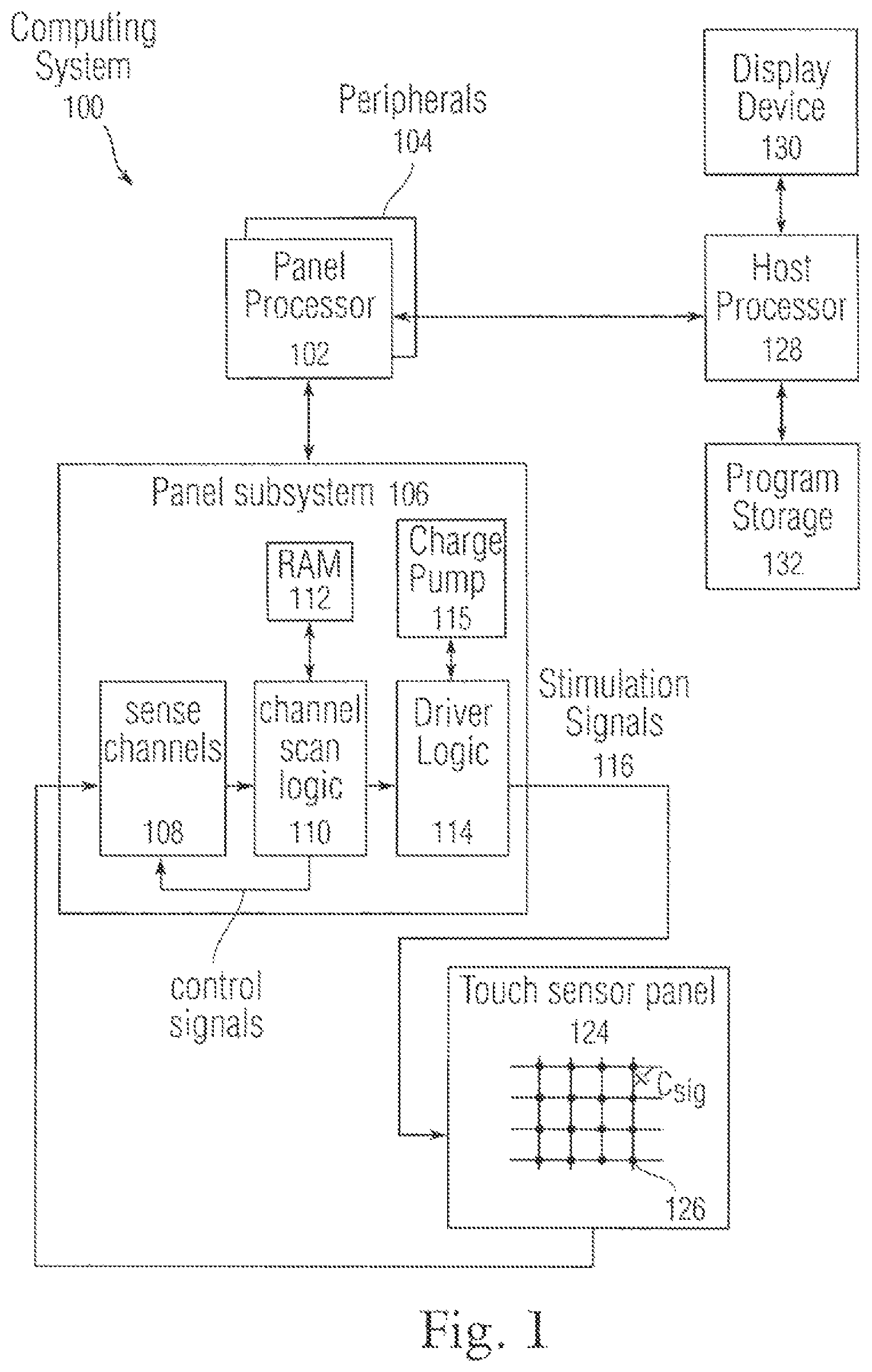 Patent US11775109 — Touch detection using multiple simultaneous stimulation signals — Figure 1