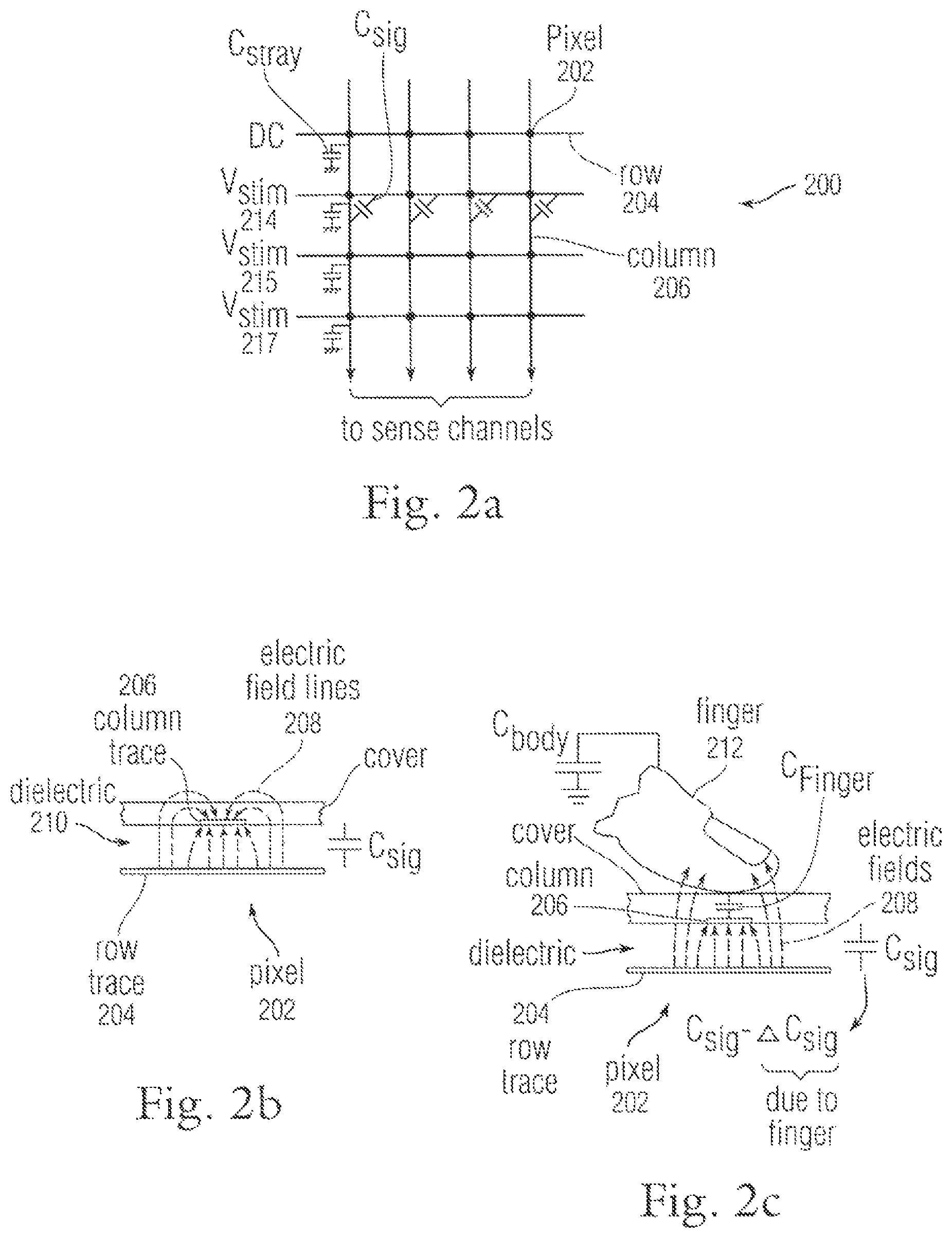 Patent US11775109 Figure 2 – Touch detection using multiple simultaneous stimulation signals
