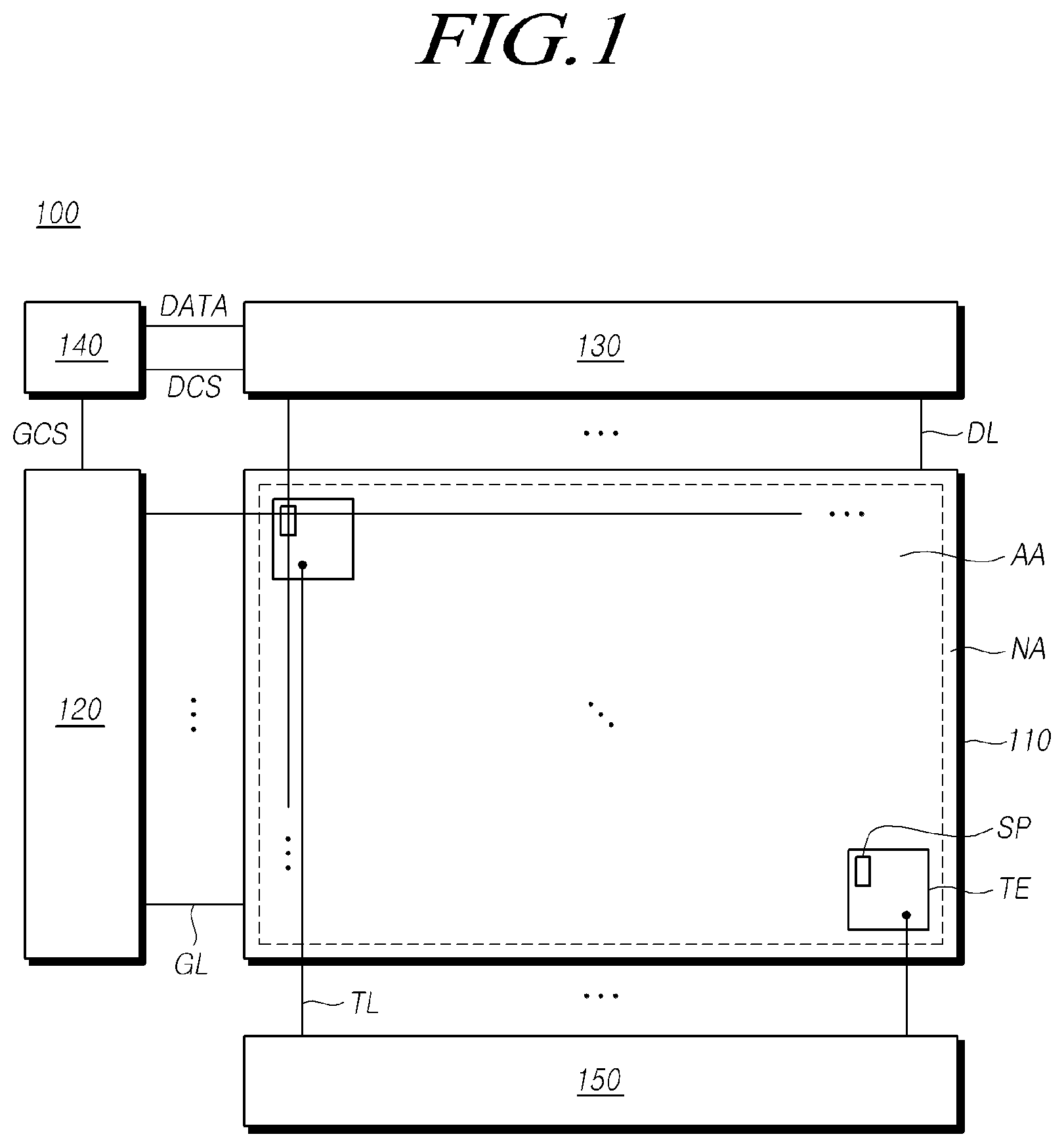 Patent US11775112 Figure 1 – Touch driving circuit and touch display device having group sensing control switch