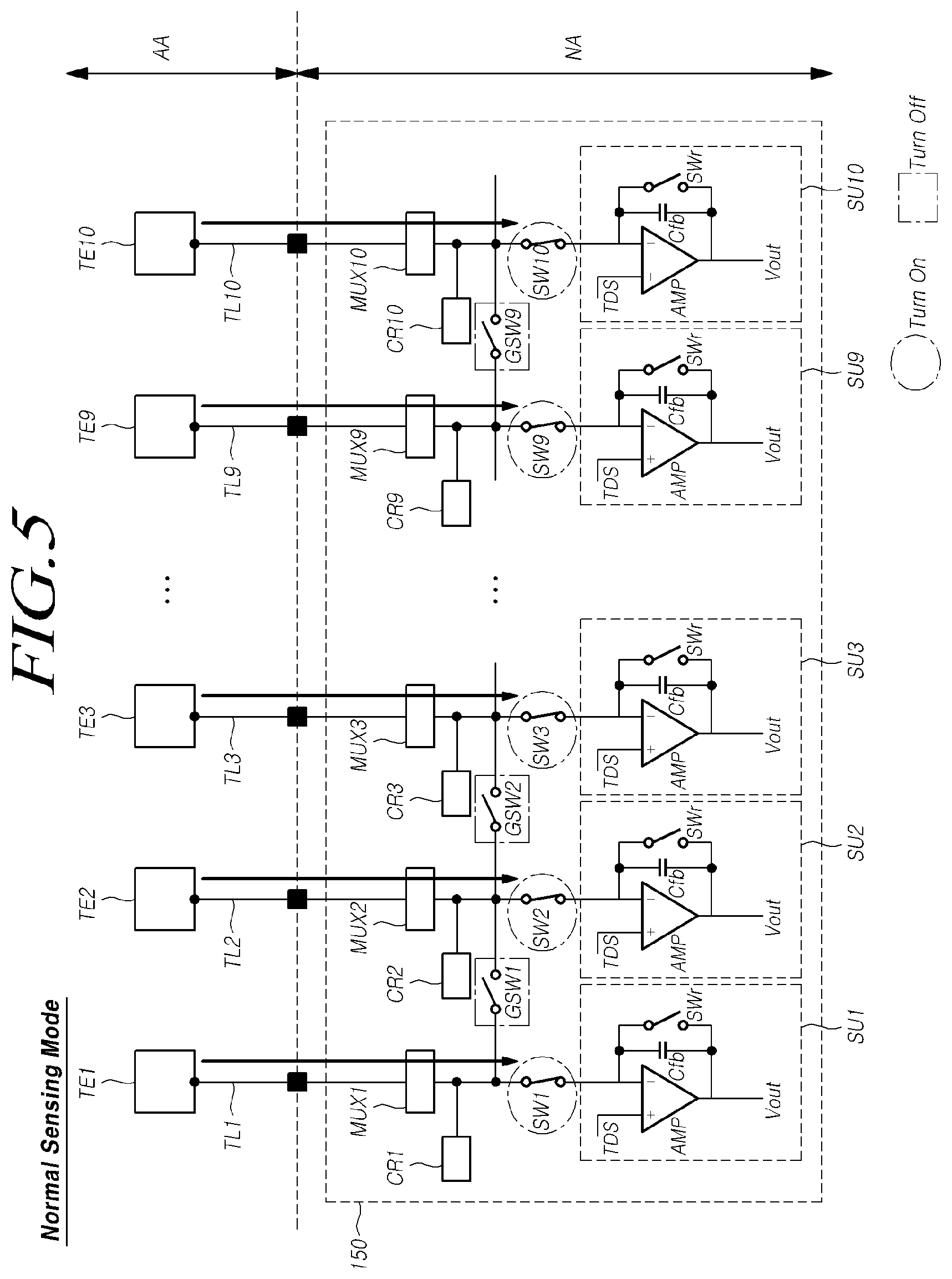 Patent US11775112 Figure 7 – Touch driving circuit and touch display device having group sensing control switch