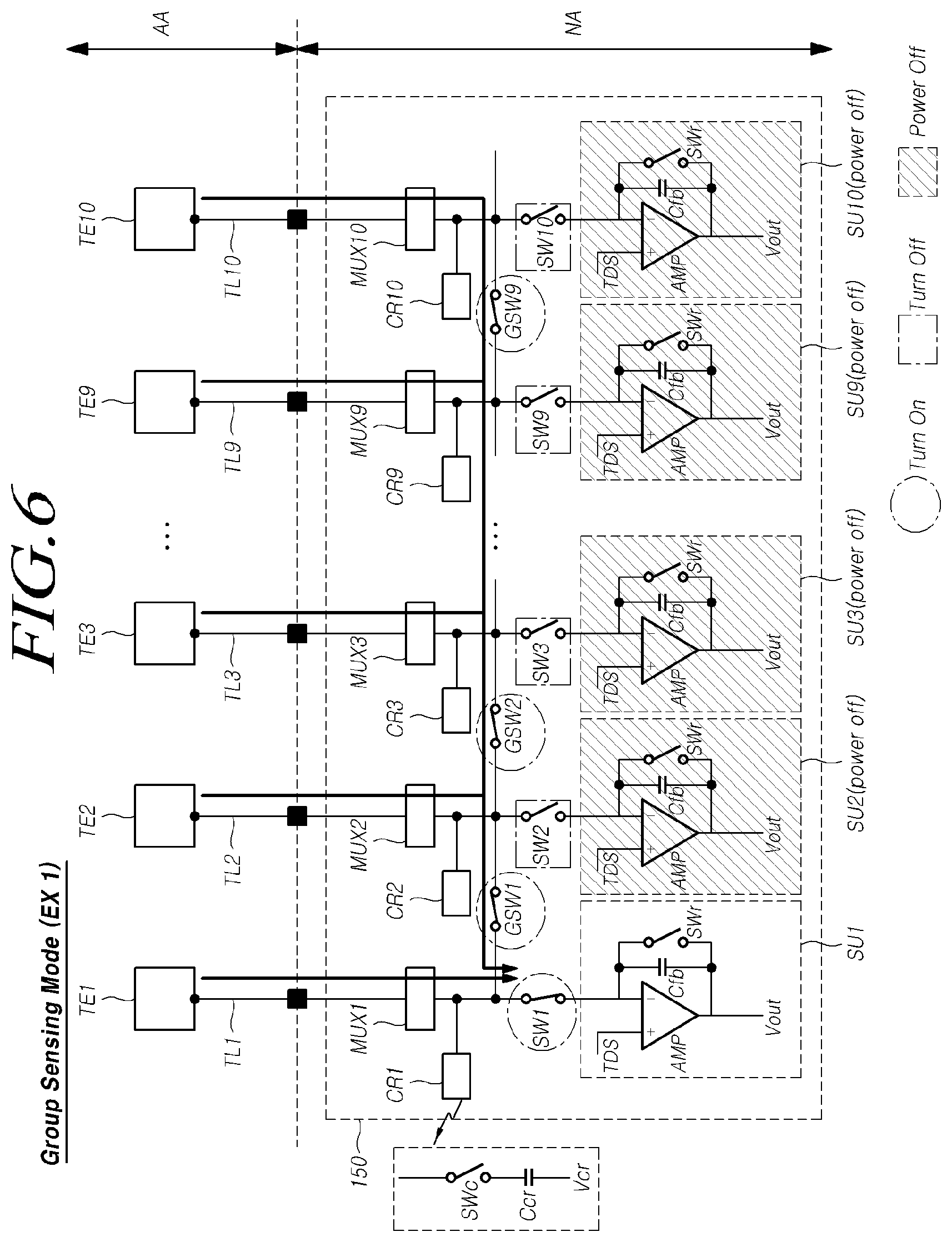 Patent US11775112 Figure 8 – Touch driving circuit and touch display device having group sensing control switch