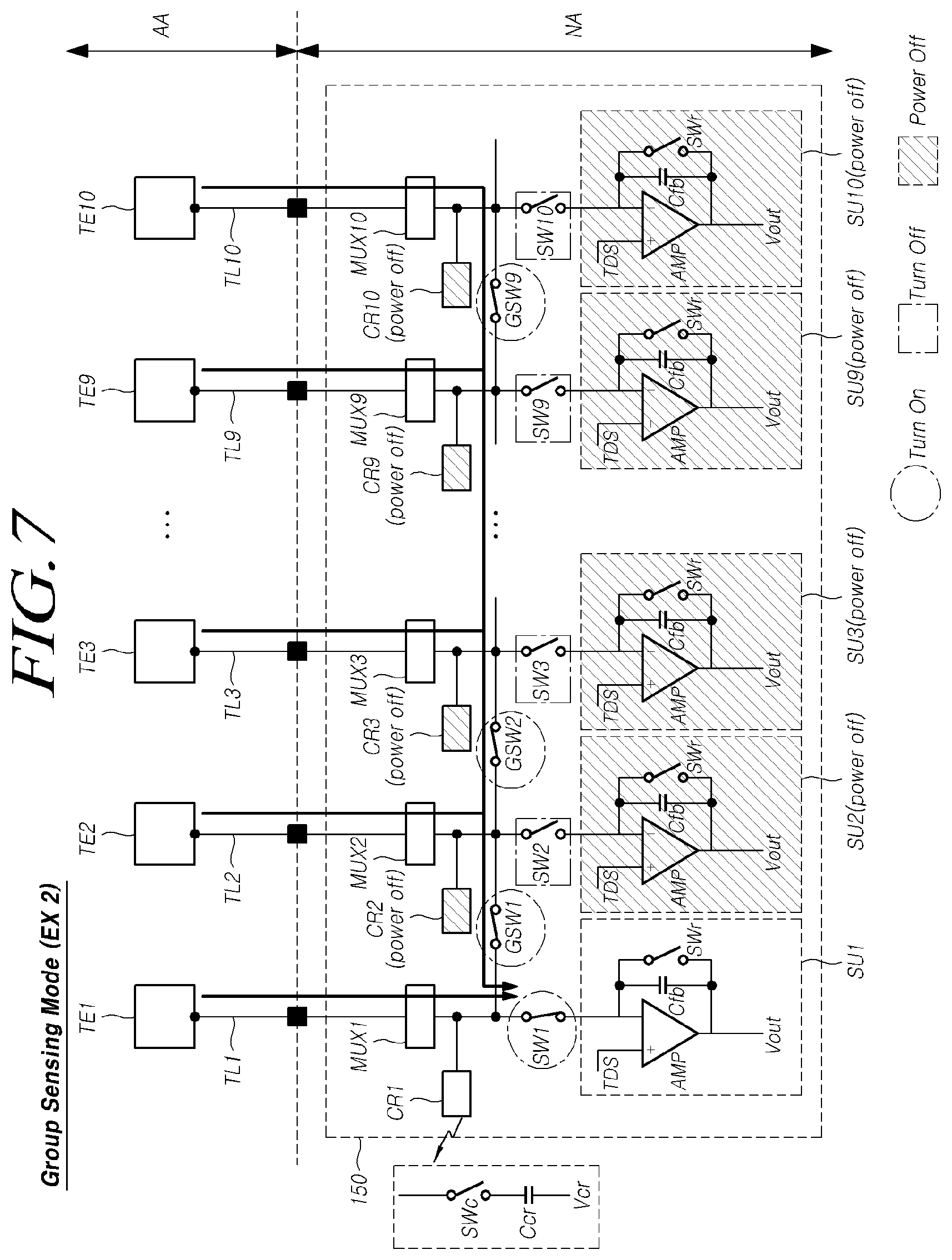 Patent US11775112 Figure 9 – Touch driving circuit and touch display device having group sensing control switch