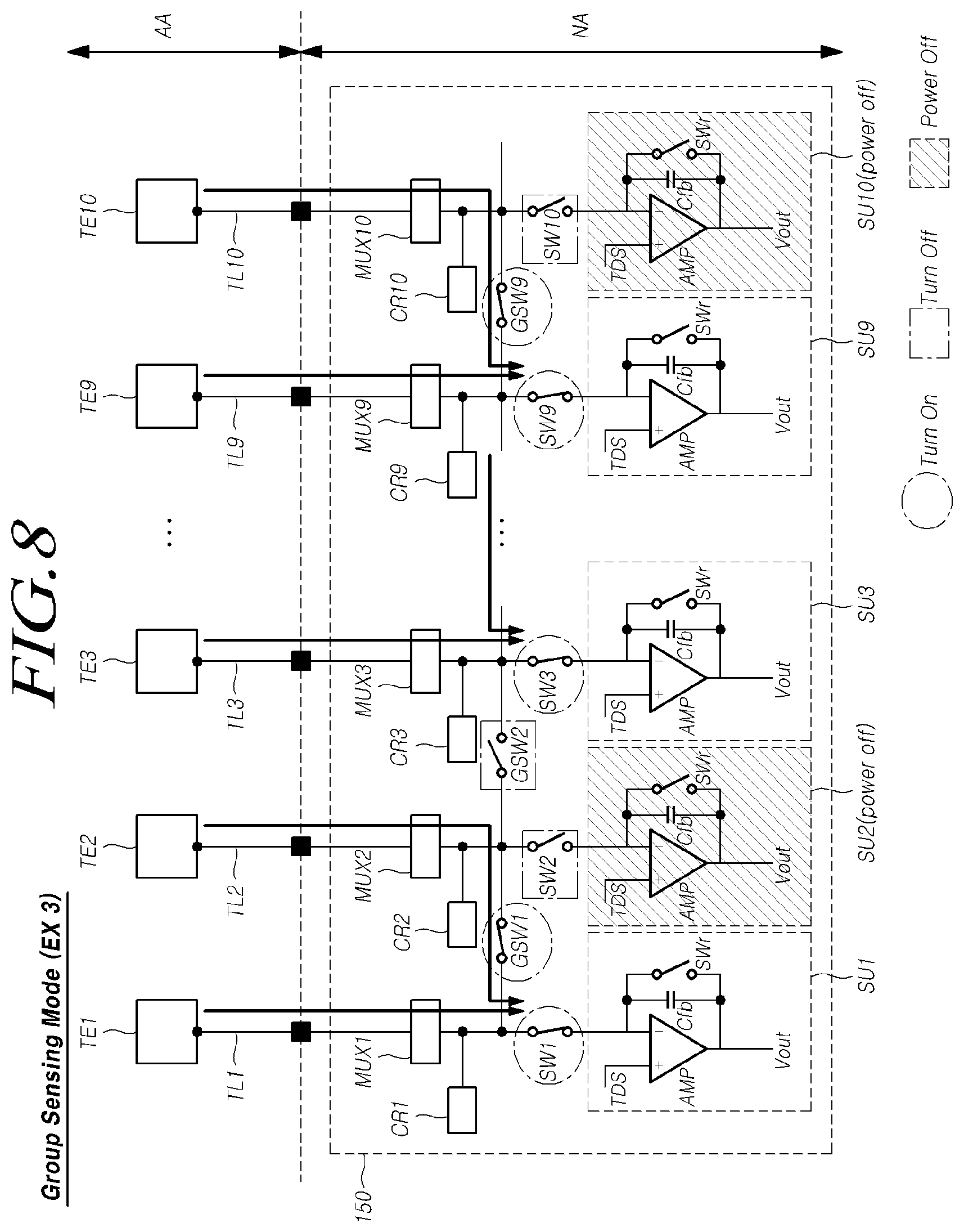 Patent US11775112 Figure 10 – Touch driving circuit and touch display device having group sensing control switch