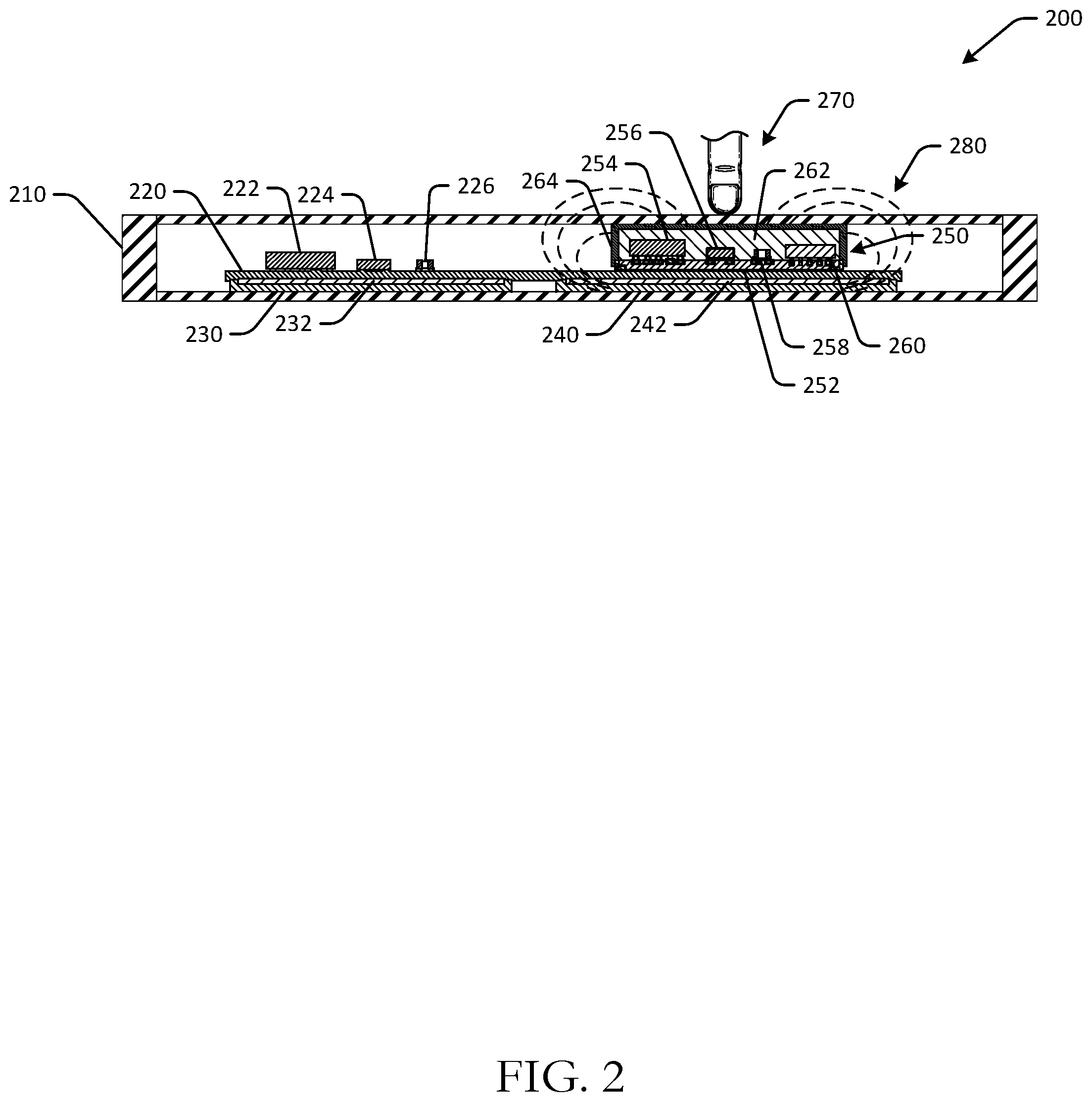 Patent US11775119 Figure 2 – Capacitive touch sensing using system-in-package components