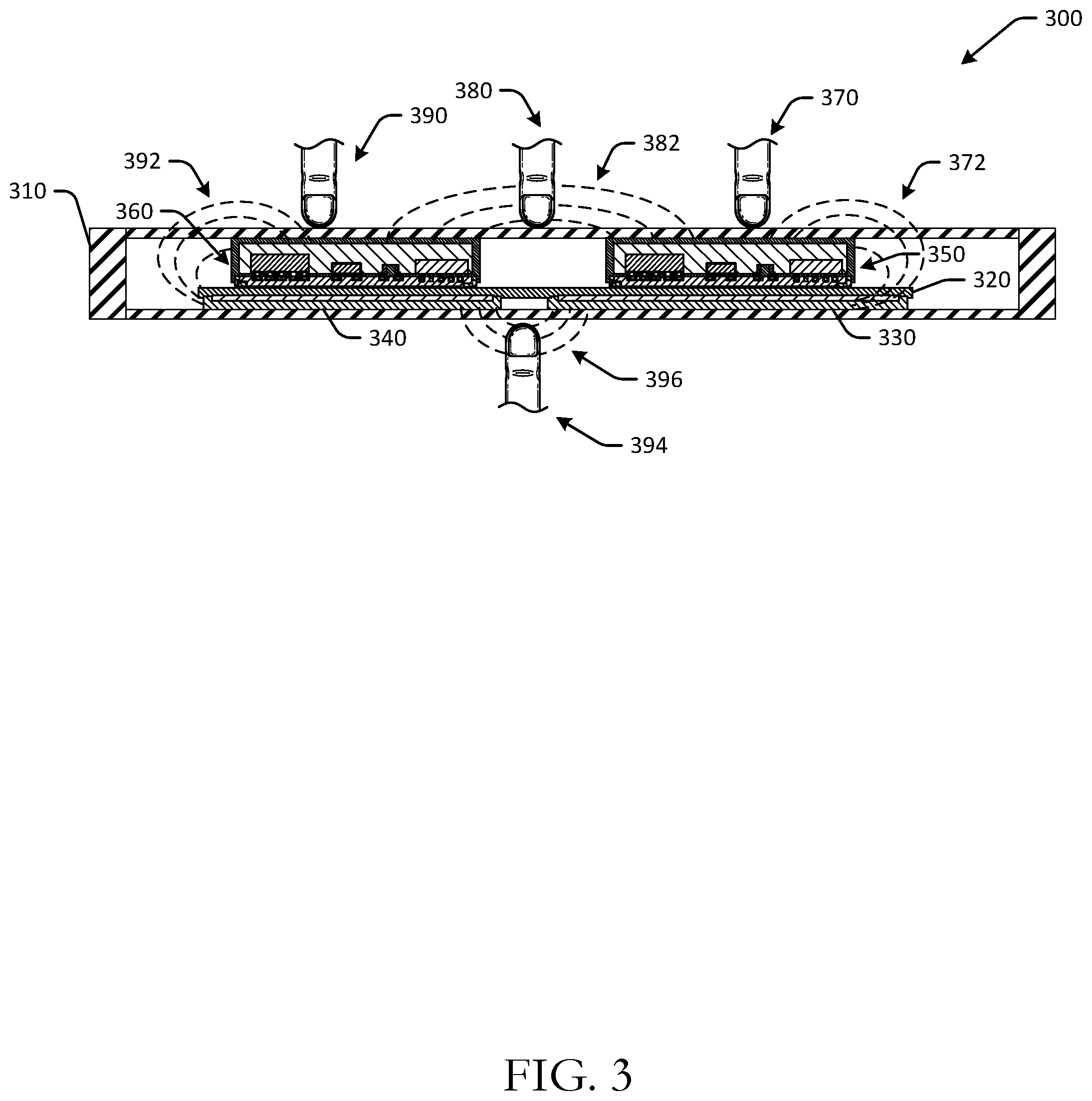 Patent US11775119 Figure 3 – Capacitive touch sensing using system-in-package components