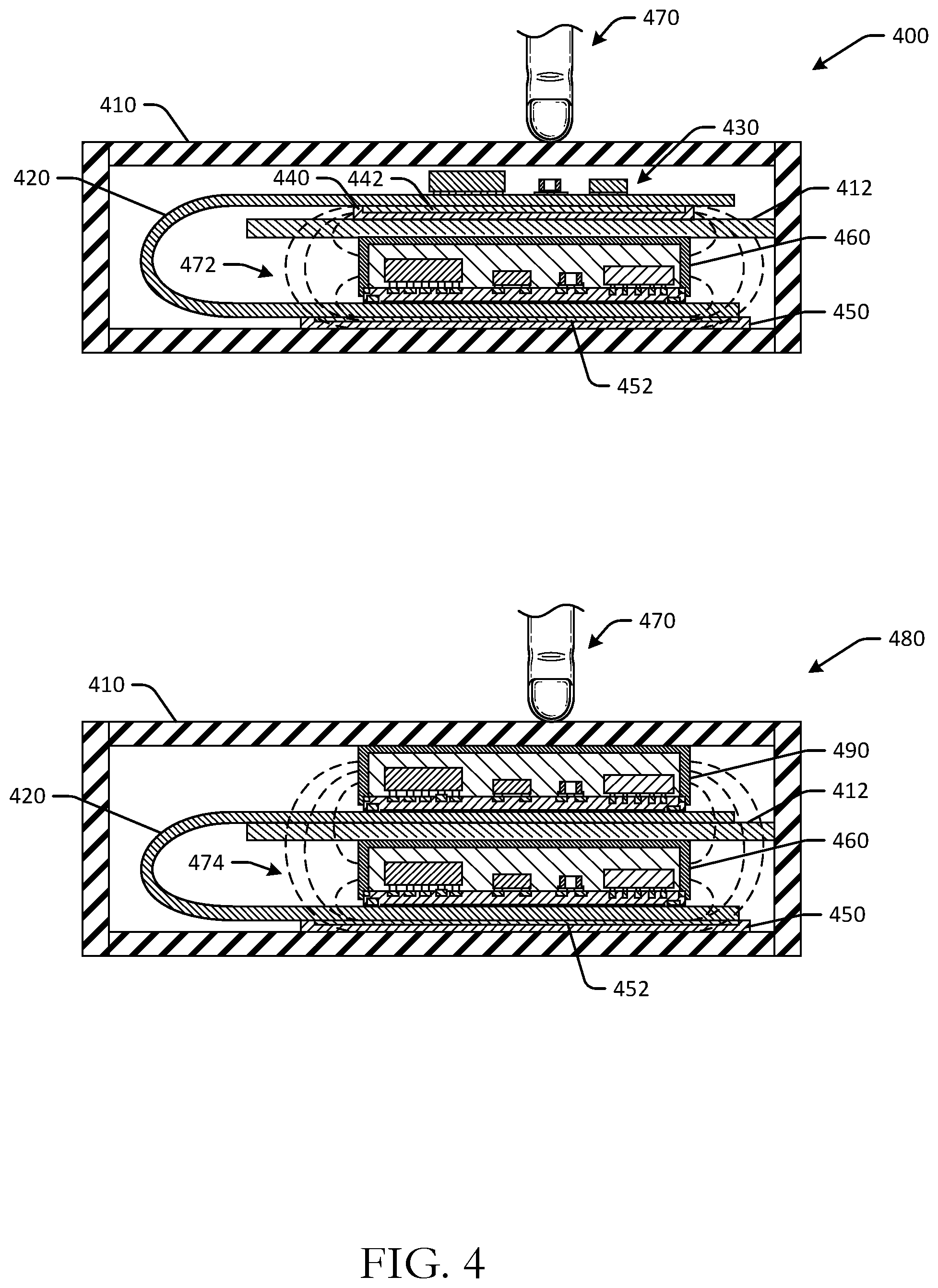 Patent US11775119 Figure 4 – Capacitive touch sensing using system-in-package components