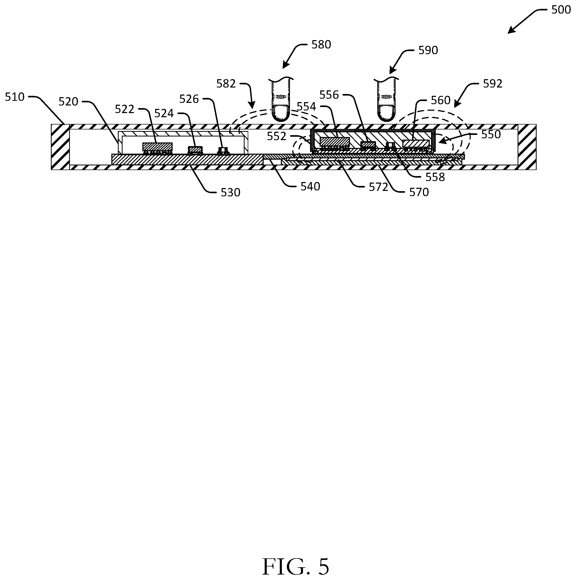 Patent US11775119 Figure 5 – Capacitive touch sensing using system-in-package components