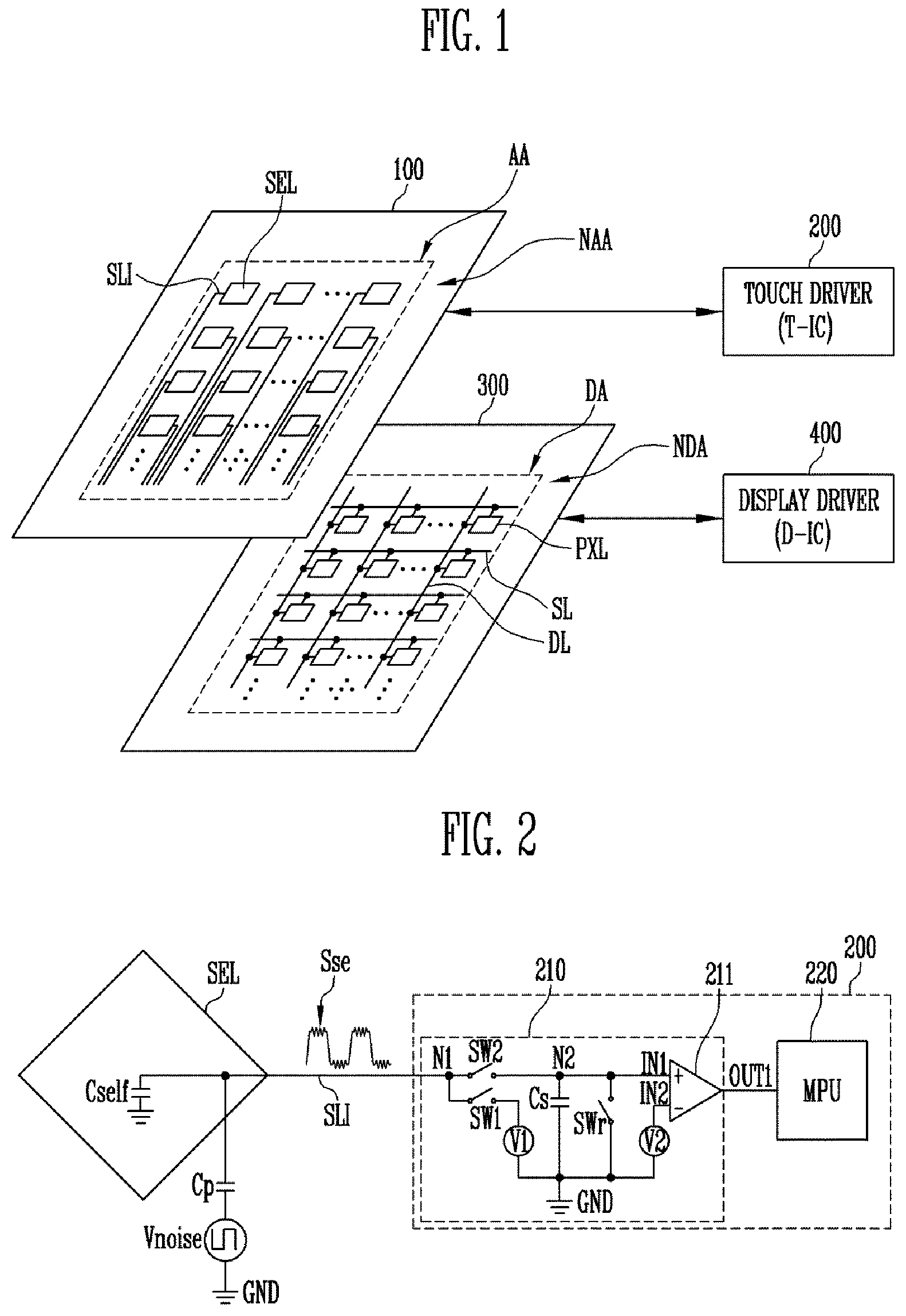 Patent US11775123 Figure 1 – Touch sensor and method of driving the same