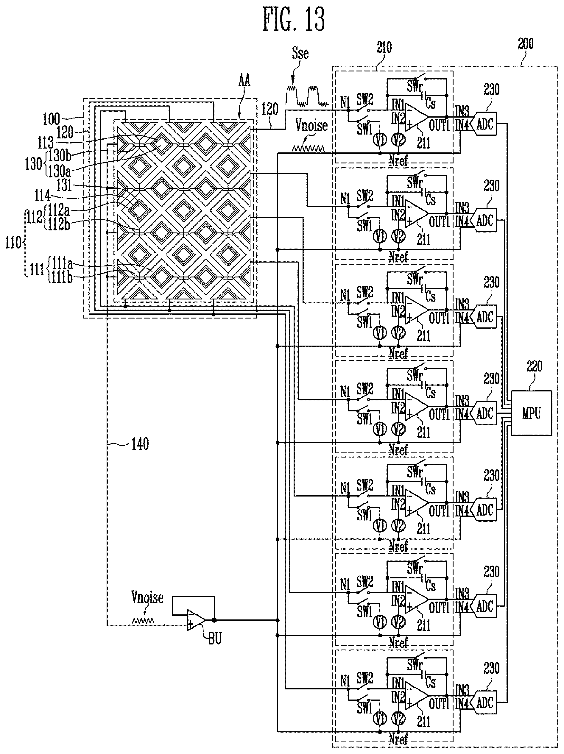 Patent US11775123 Figure 14 – Touch sensor and method of driving the same
