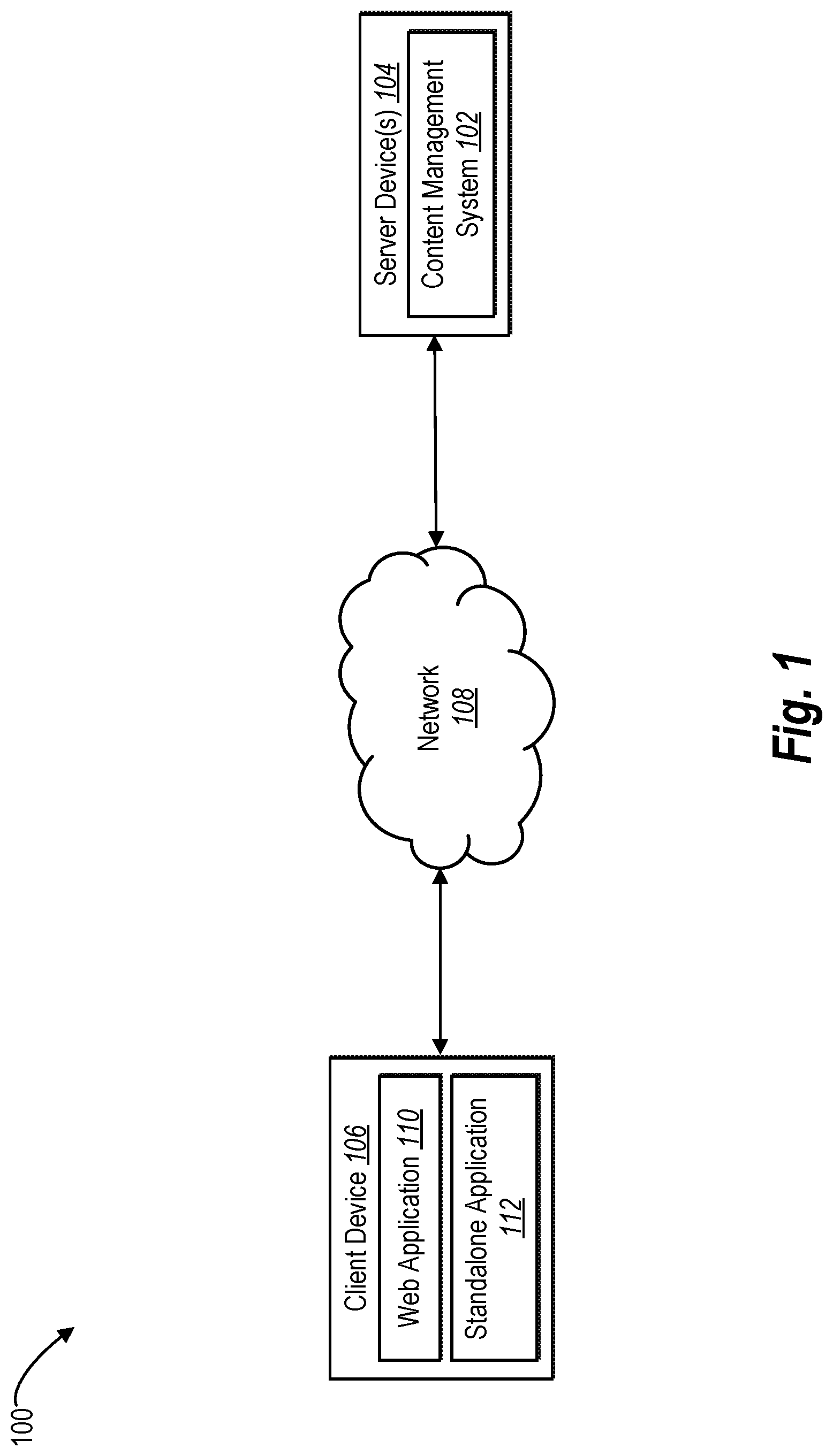 Patent US11775140 — Generating a customized organizational structure for uploading content to a cloud-based storage system — Figure 1