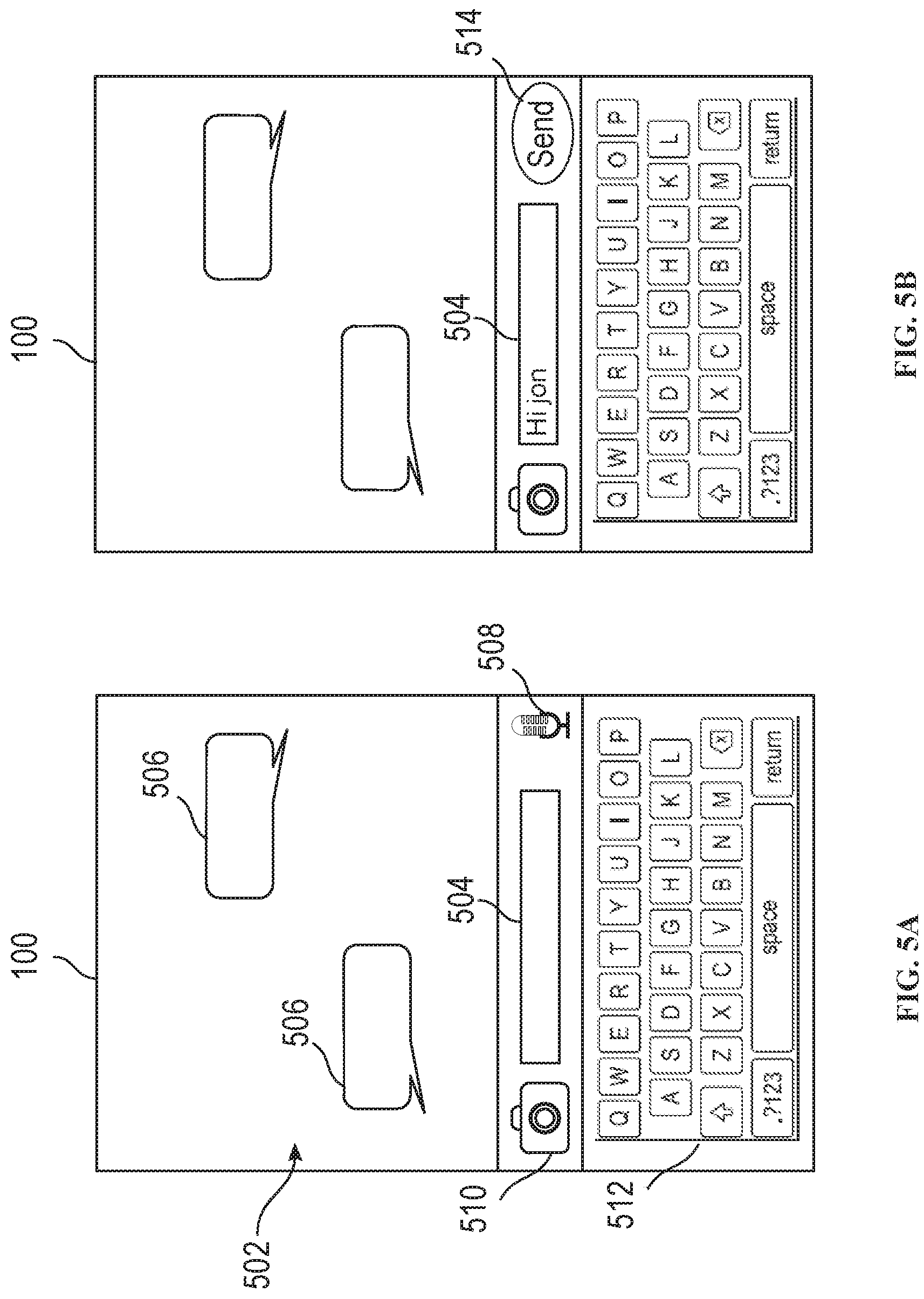 Patent US11775145 Figure 7 – Message user interfaces for capture and transmittal of media and location content