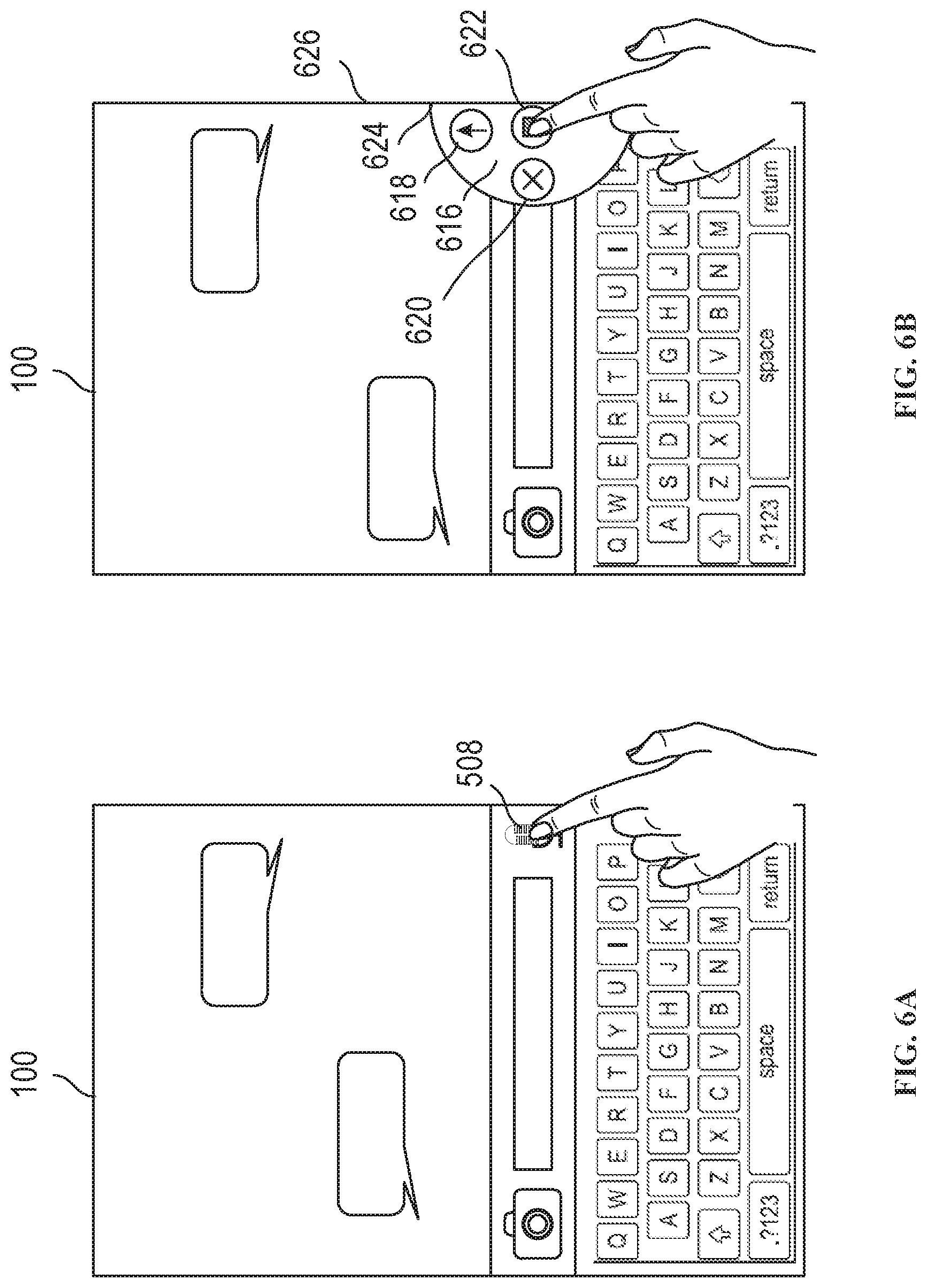 Patent US11775145 Figure 8 – Message user interfaces for capture and transmittal of media and location content