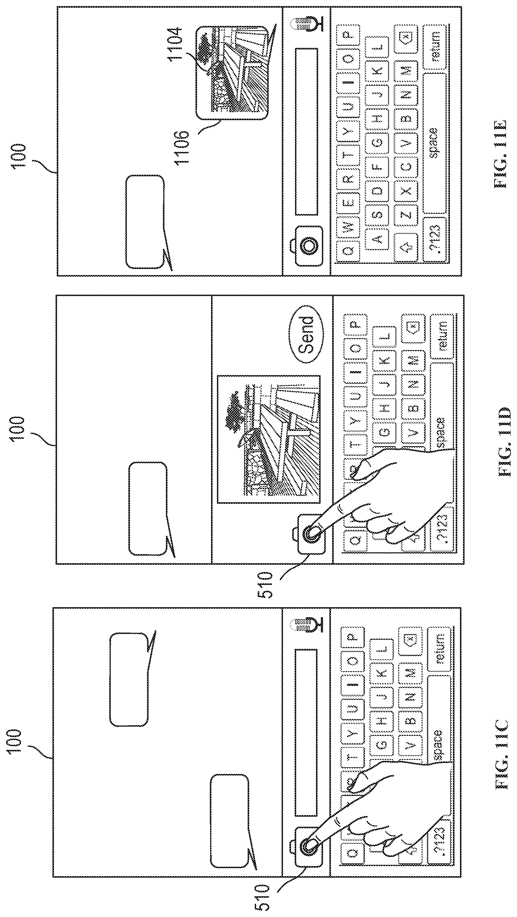 Patent US11775145 Figure 15 – Message user interfaces for capture and transmittal of media and location content