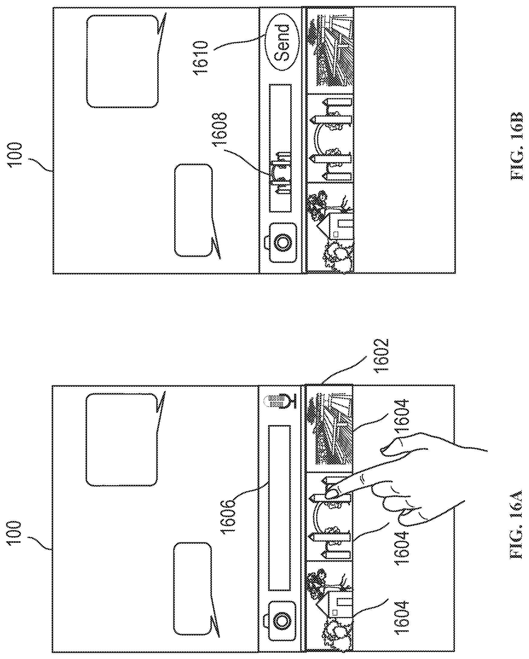 Patent US11775145 Figure 20 – Message user interfaces for capture and transmittal of media and location content