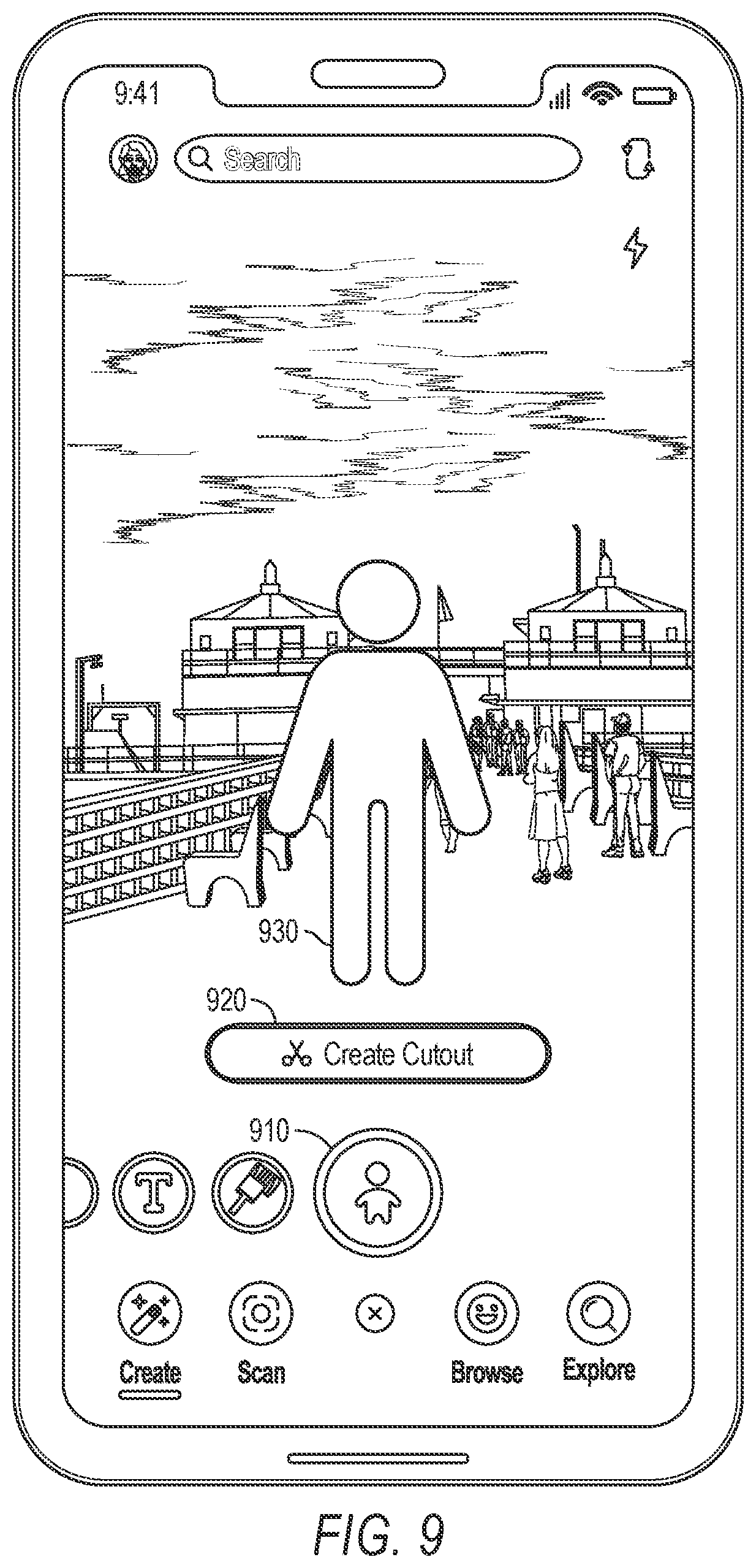 Patent US11775165 Figure 9 – 3D cutout image modification