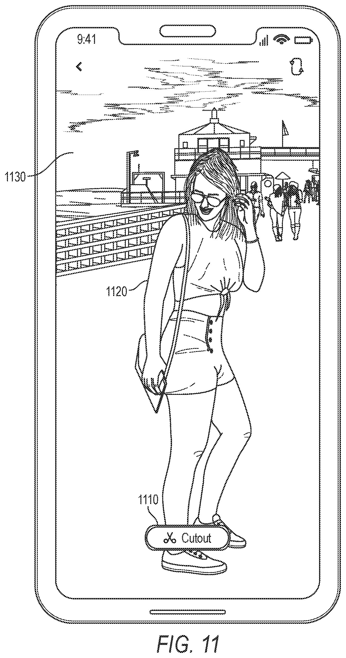 Patent US11775165 Figure 11 – 3D cutout image modification