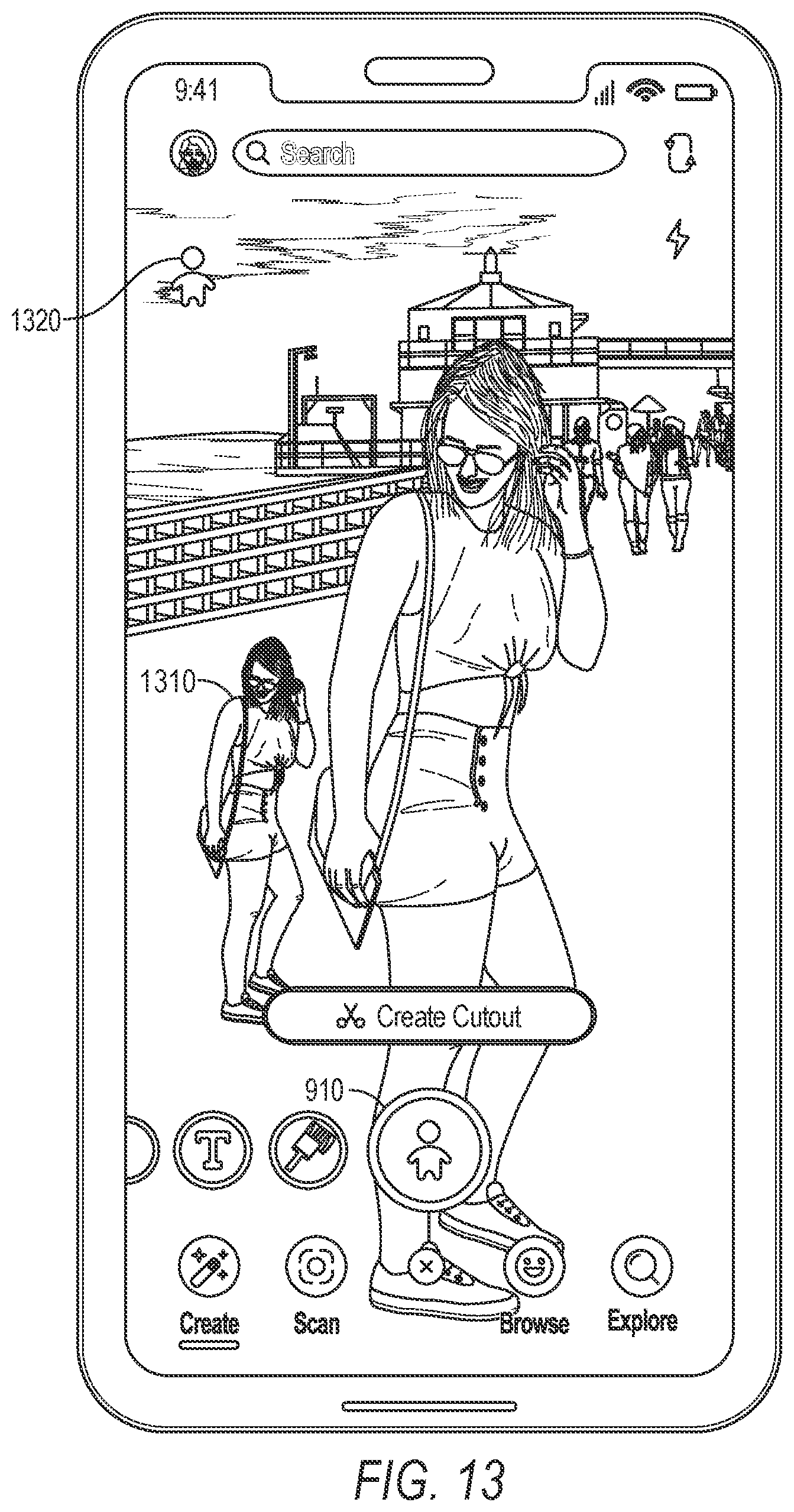 Patent US11775165 Figure 13 – 3D cutout image modification
