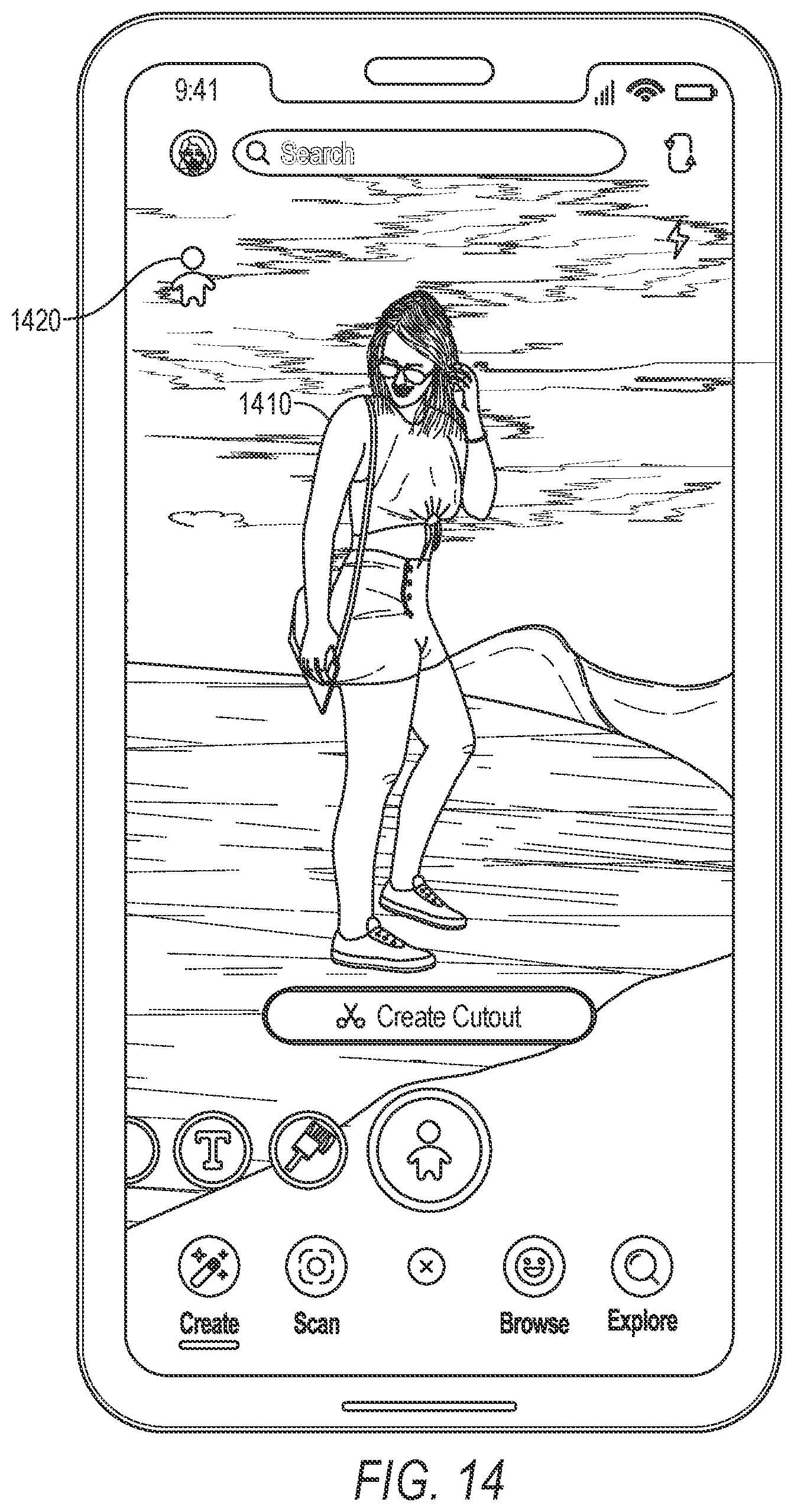 Patent US11775165 Figure 14 – 3D cutout image modification
