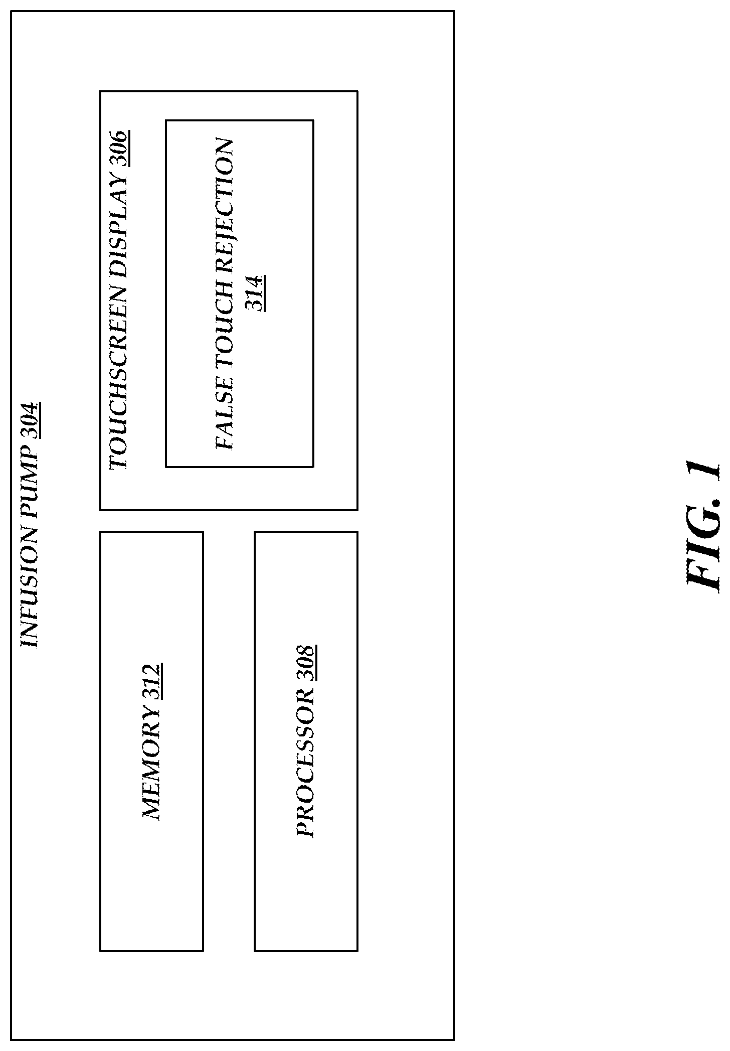 Patent US11775166 Figure 1 – Infusion pump touchscreen with false touch rejection