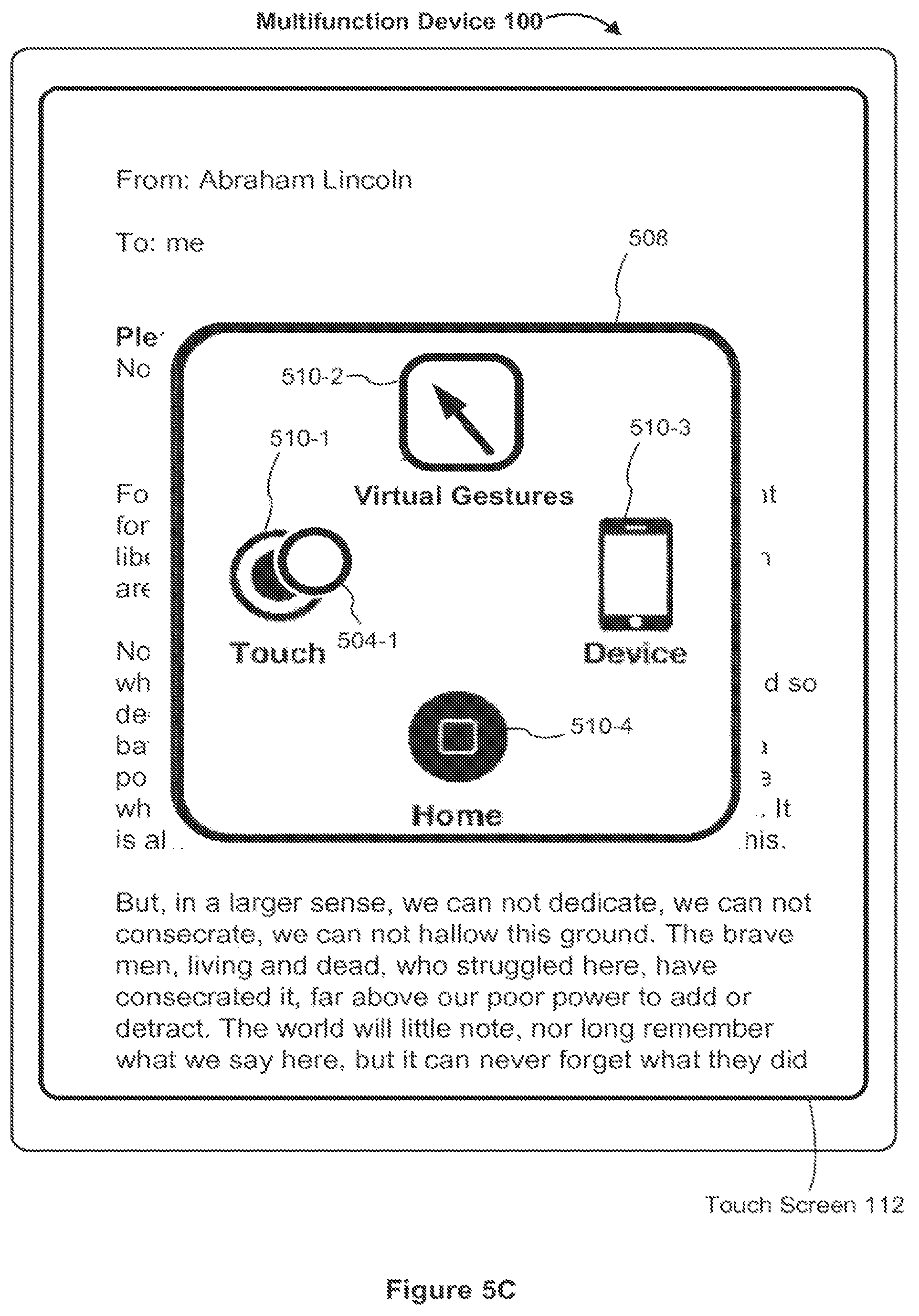 Patent US11775169 Figure 10 – Devices, methods, and graphical user interfaces for providing control of a touch-based user interface absent physical touch capabilities