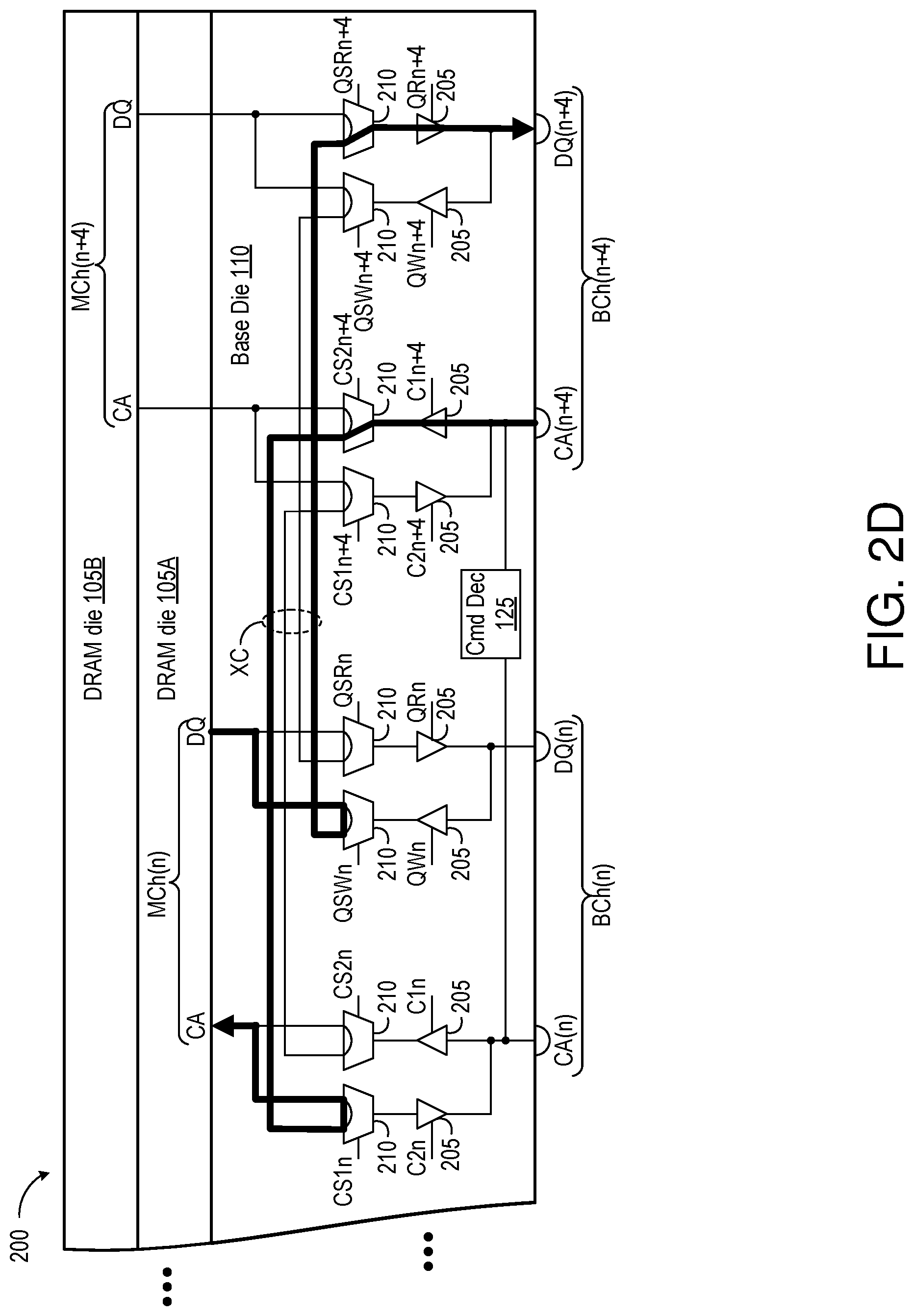 Patent US11775213 Figure 5 – Stacked memory device with paired channels