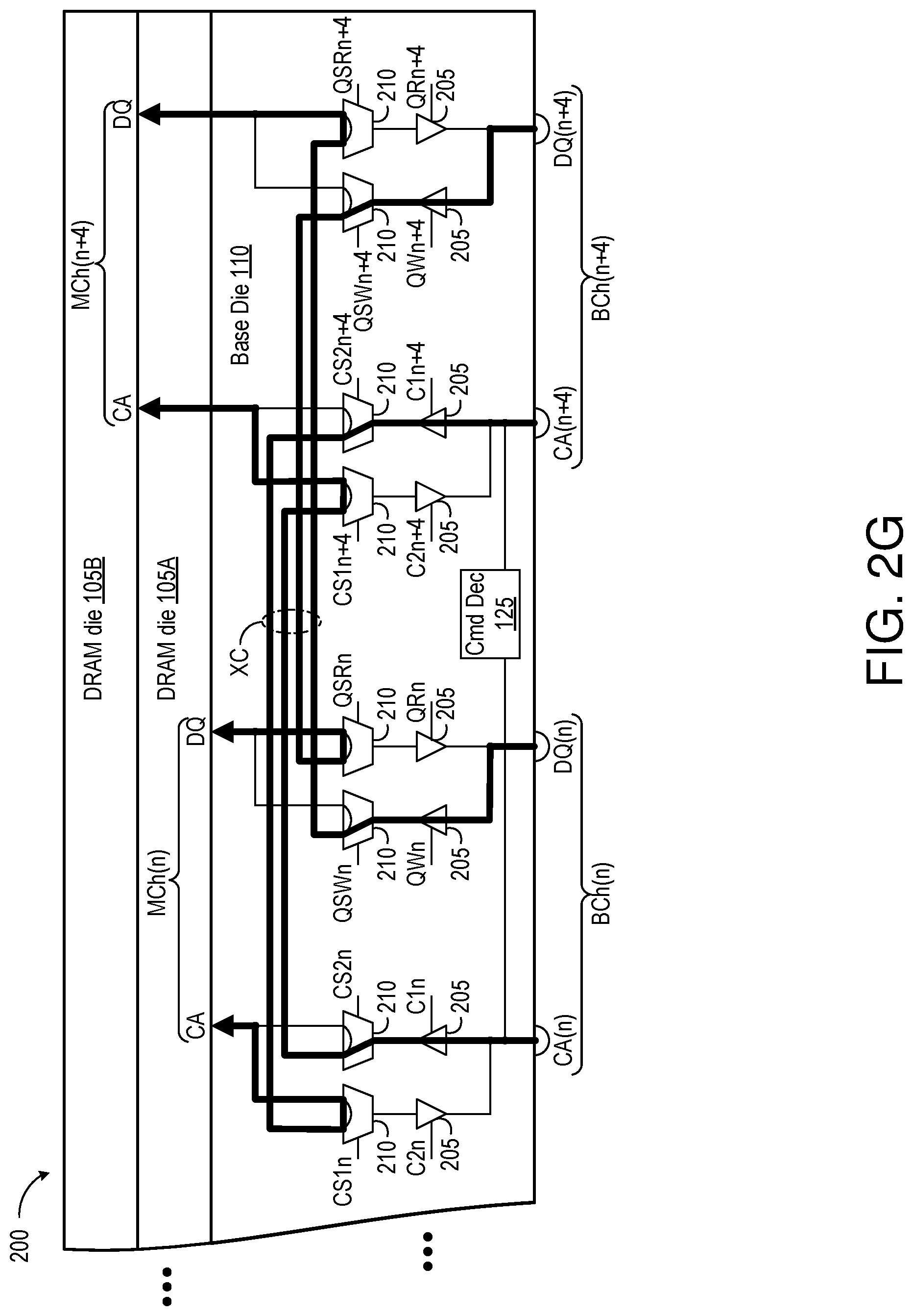 Patent US11775213 Figure 8 – Stacked memory device with paired channels