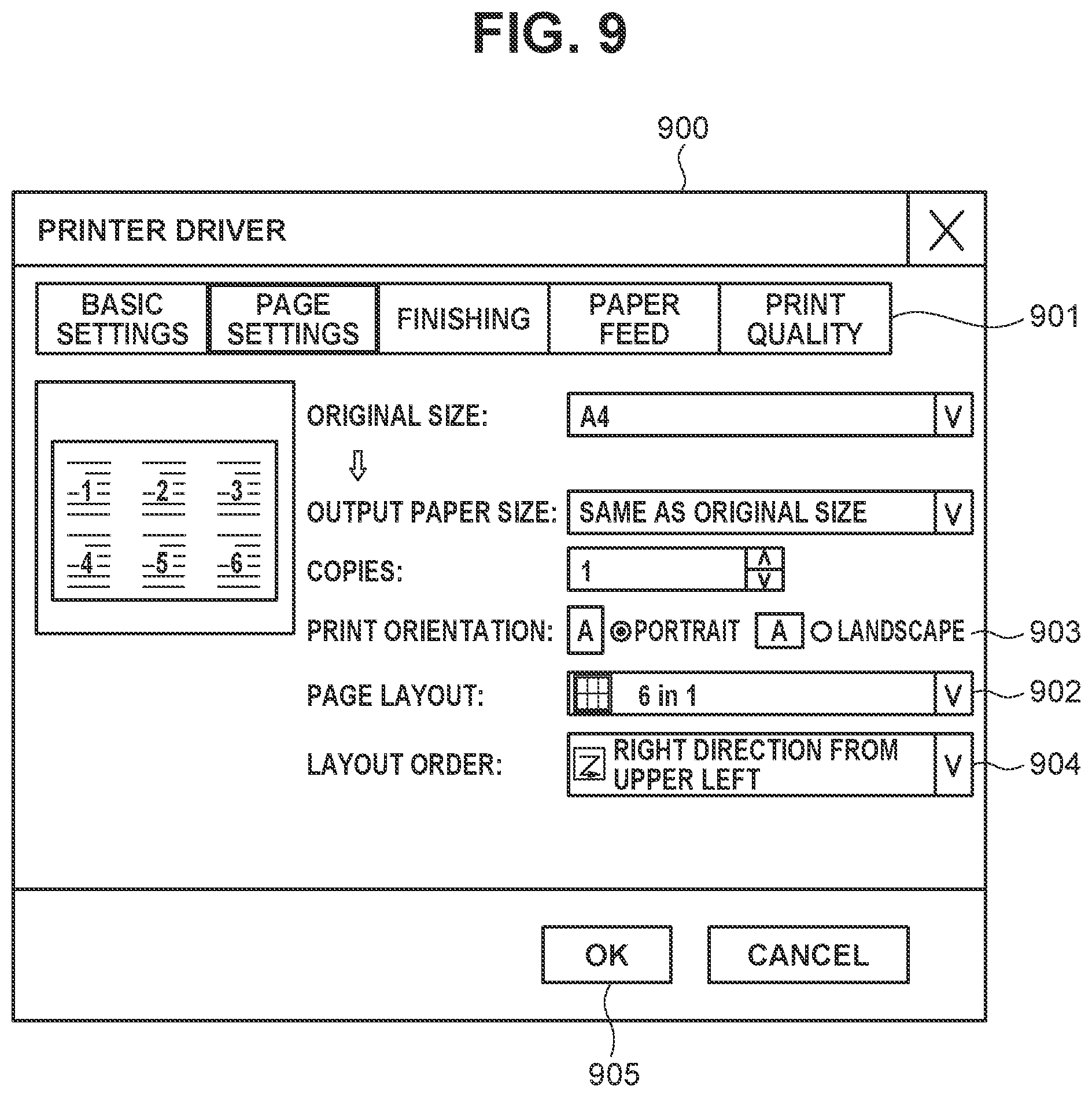 Patent US11775229 Figure 9 – Information processing apparatus, information processing method, and storage medium to set a layout pattern for a perforation process on paper