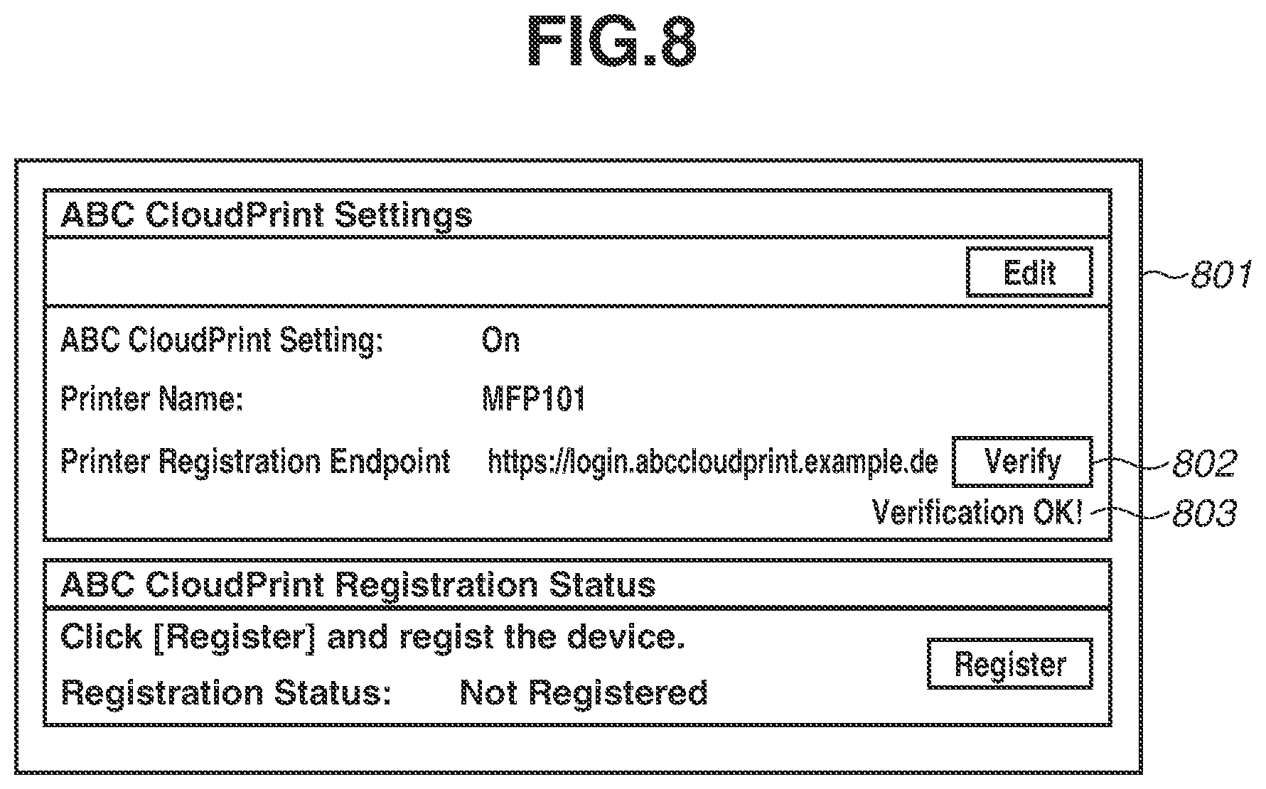 Patent US11775242 Figure 8 – Printing control apparatus that communicates with cloud print service, control method, and storage medium
