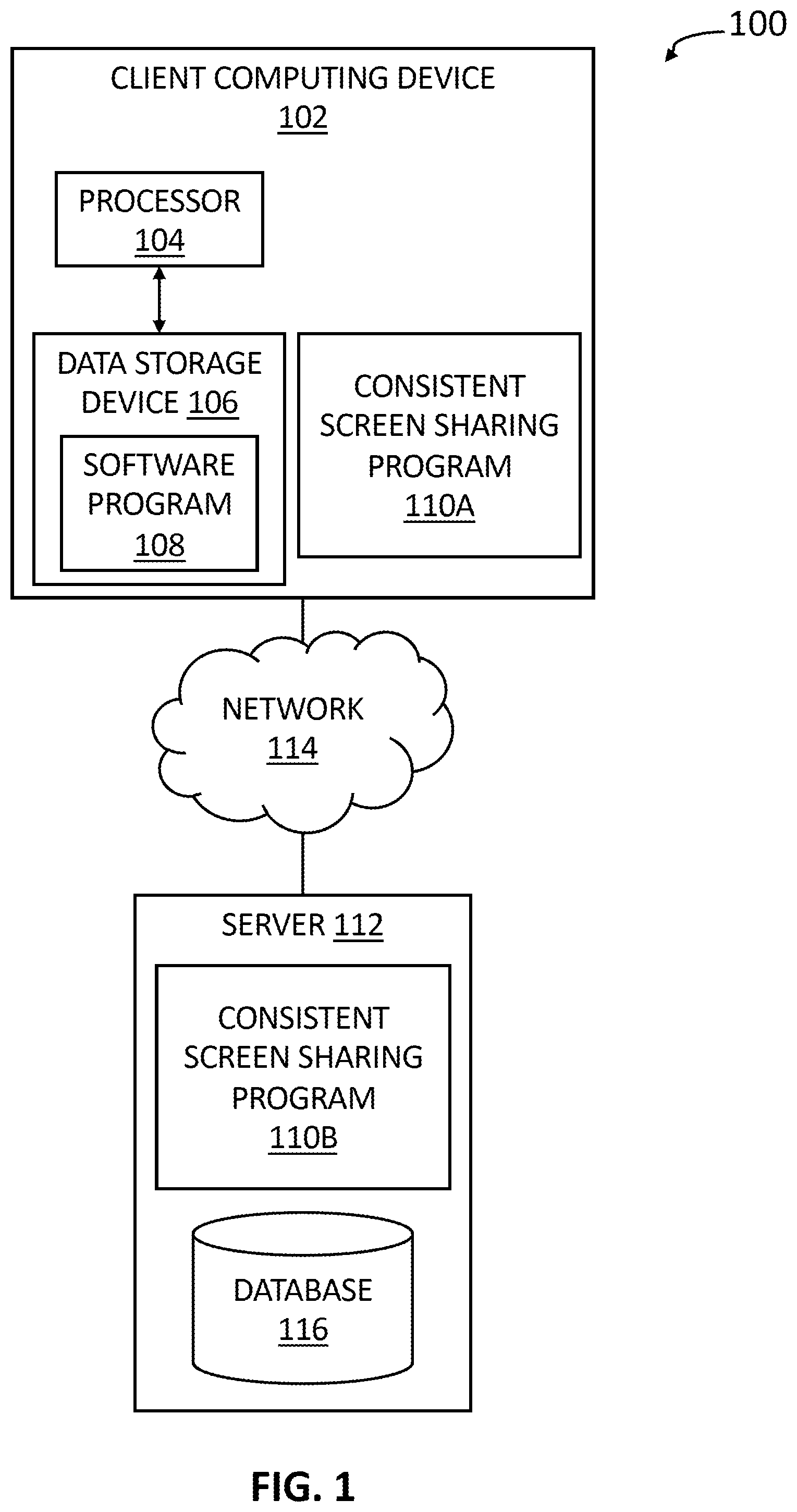 Patent US11775245 Figure 1 – Consistent representative screen sharing