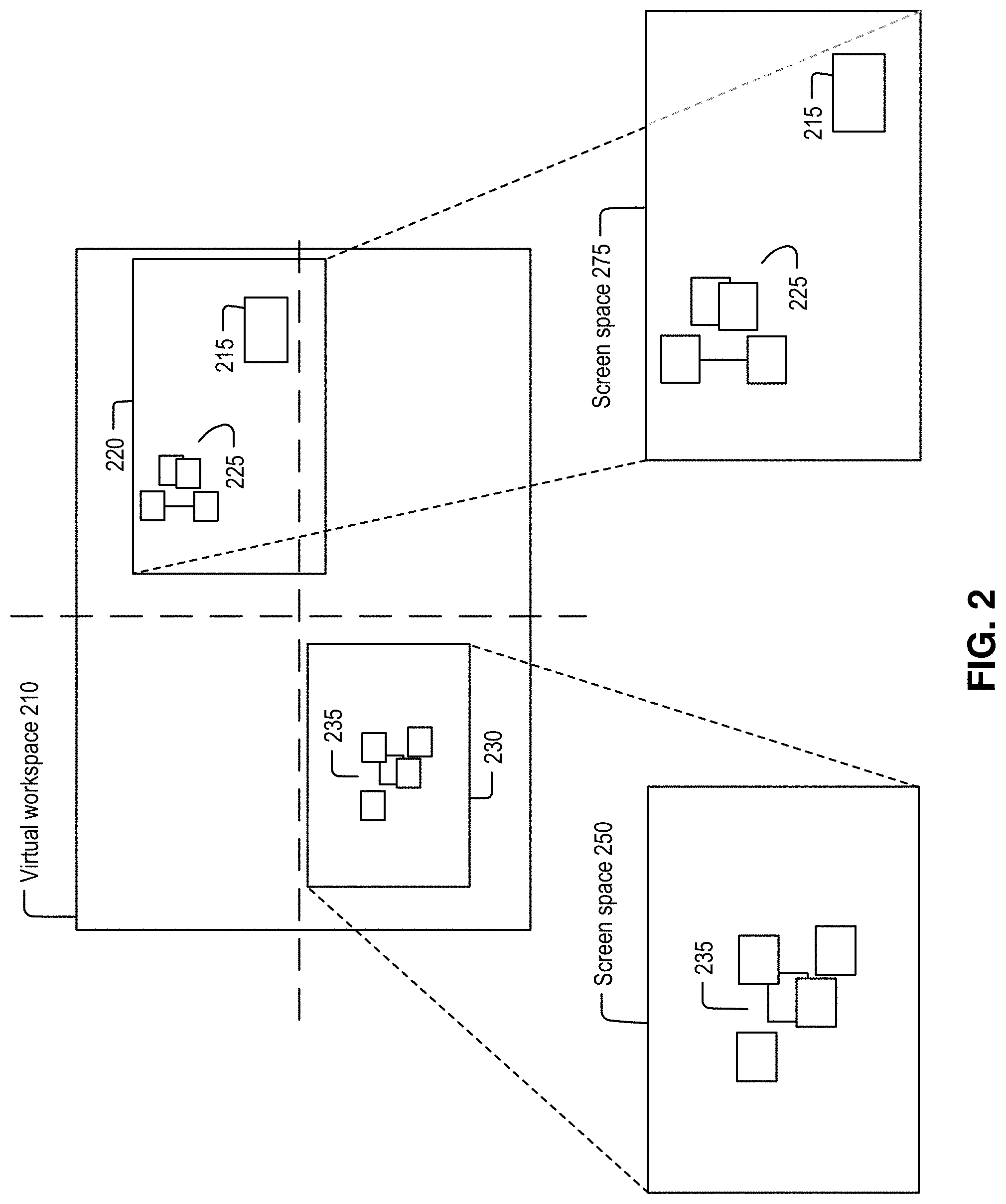 Patent US11775246 Figure 2 – Virtual workspace viewport following in collaboration systems