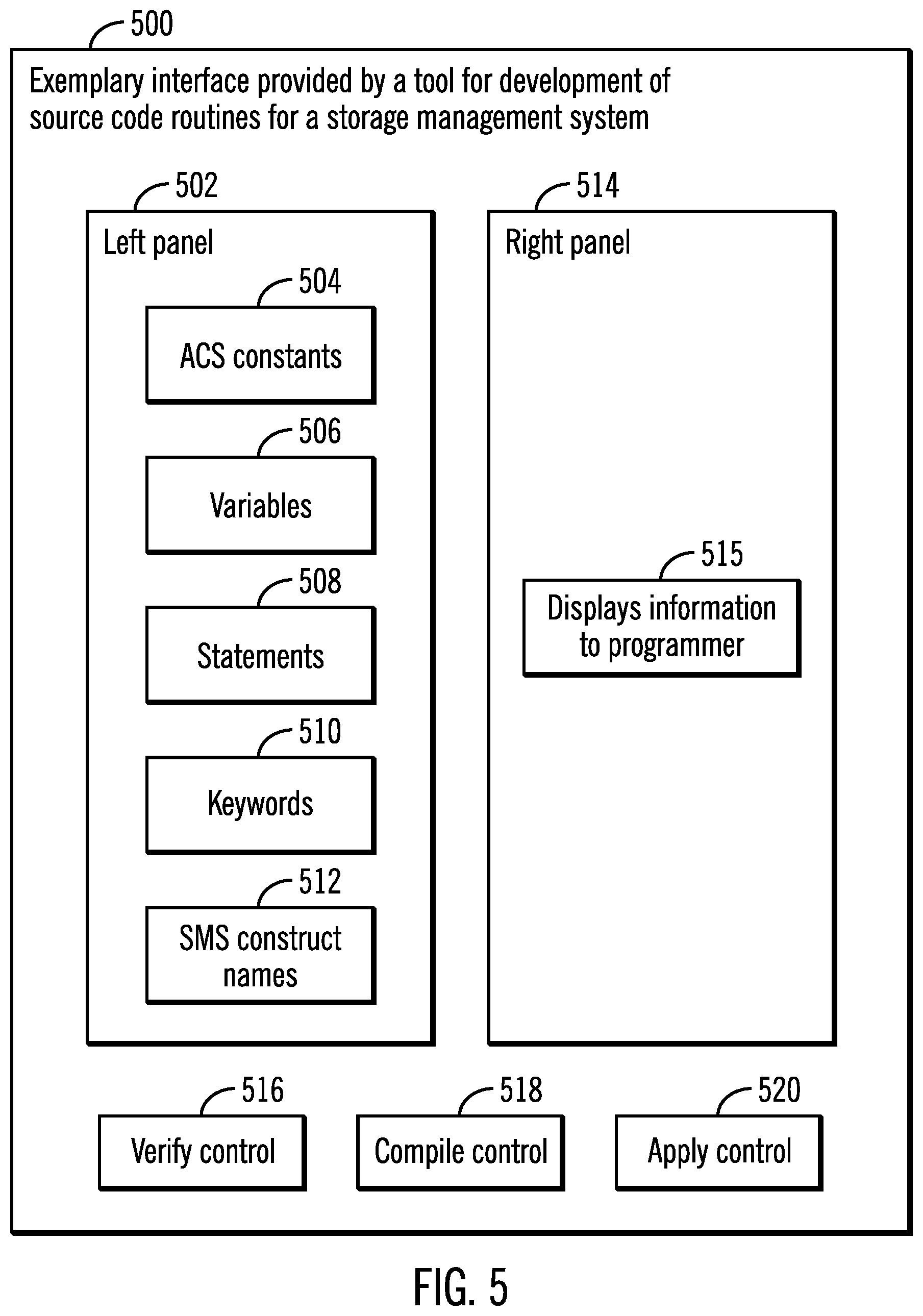Patent US11775289 Figure 5 – Source code development interface for storage management