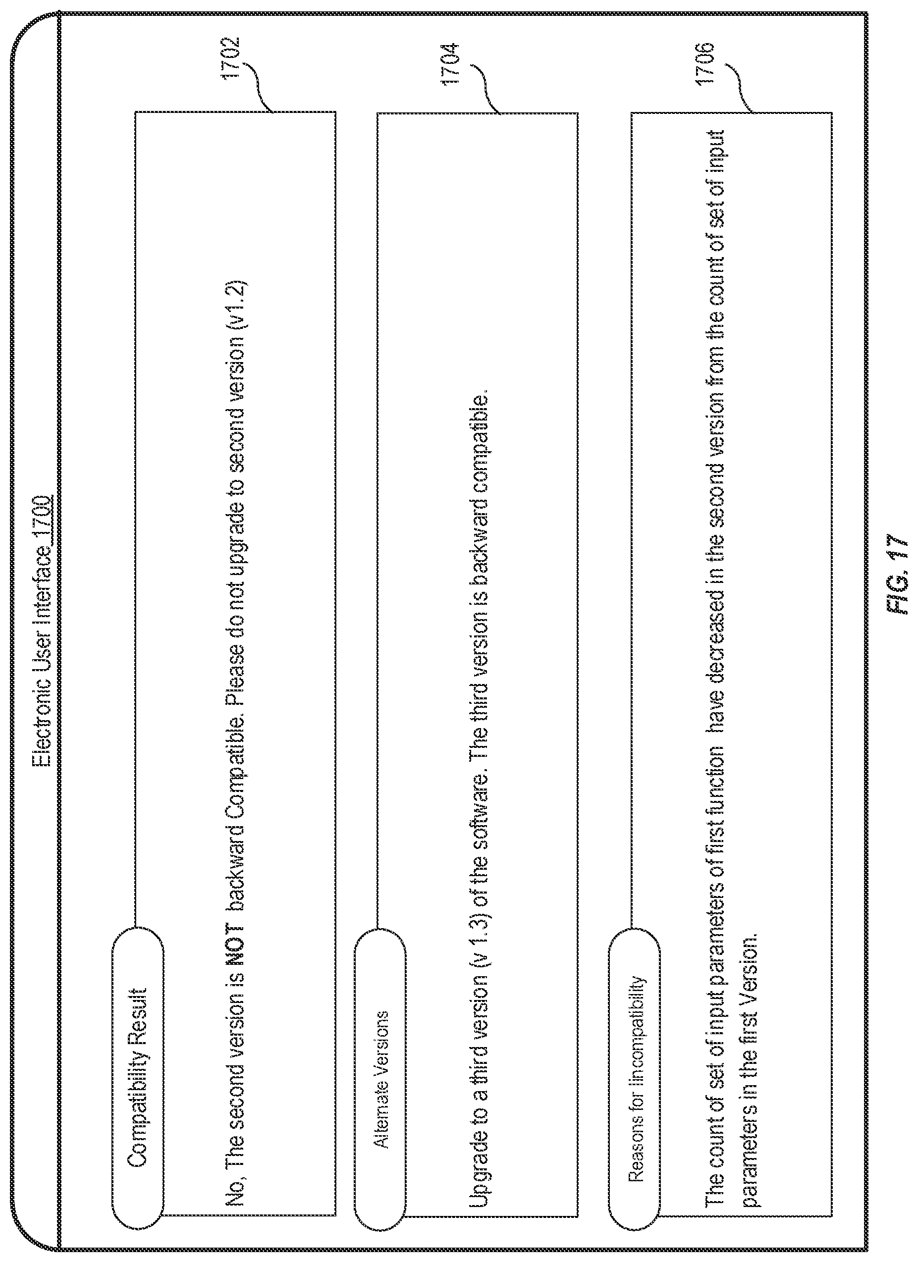 Patent US11775290 Figure 17 – Detection of API backward compatibility across software versions