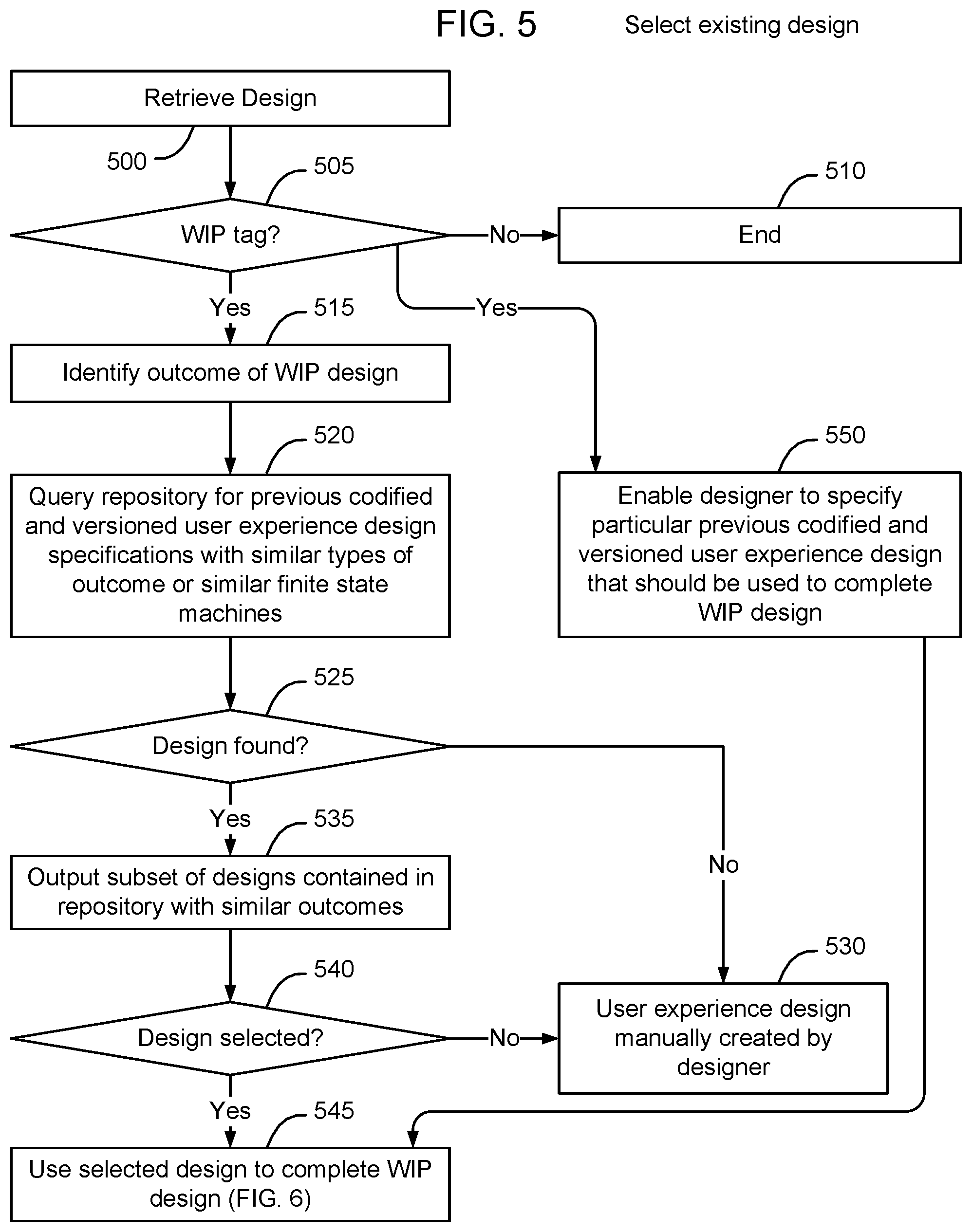 Patent US11775292 Figure 5 – Completing partially constructed designs and creating new designs based on existing designs
