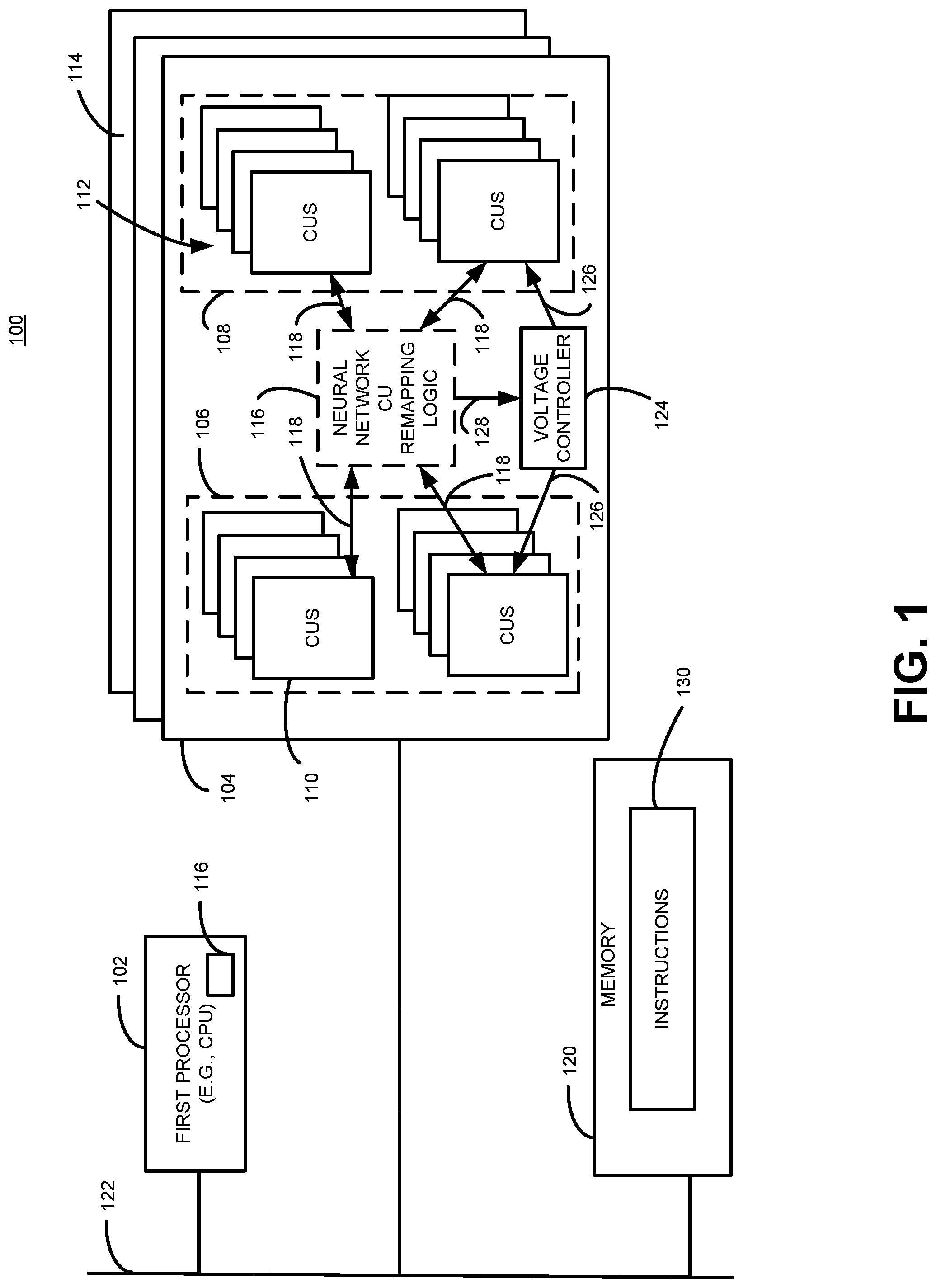 Patent US11775349 Figure 1 – Machine intelligence processor with compute unit remapping