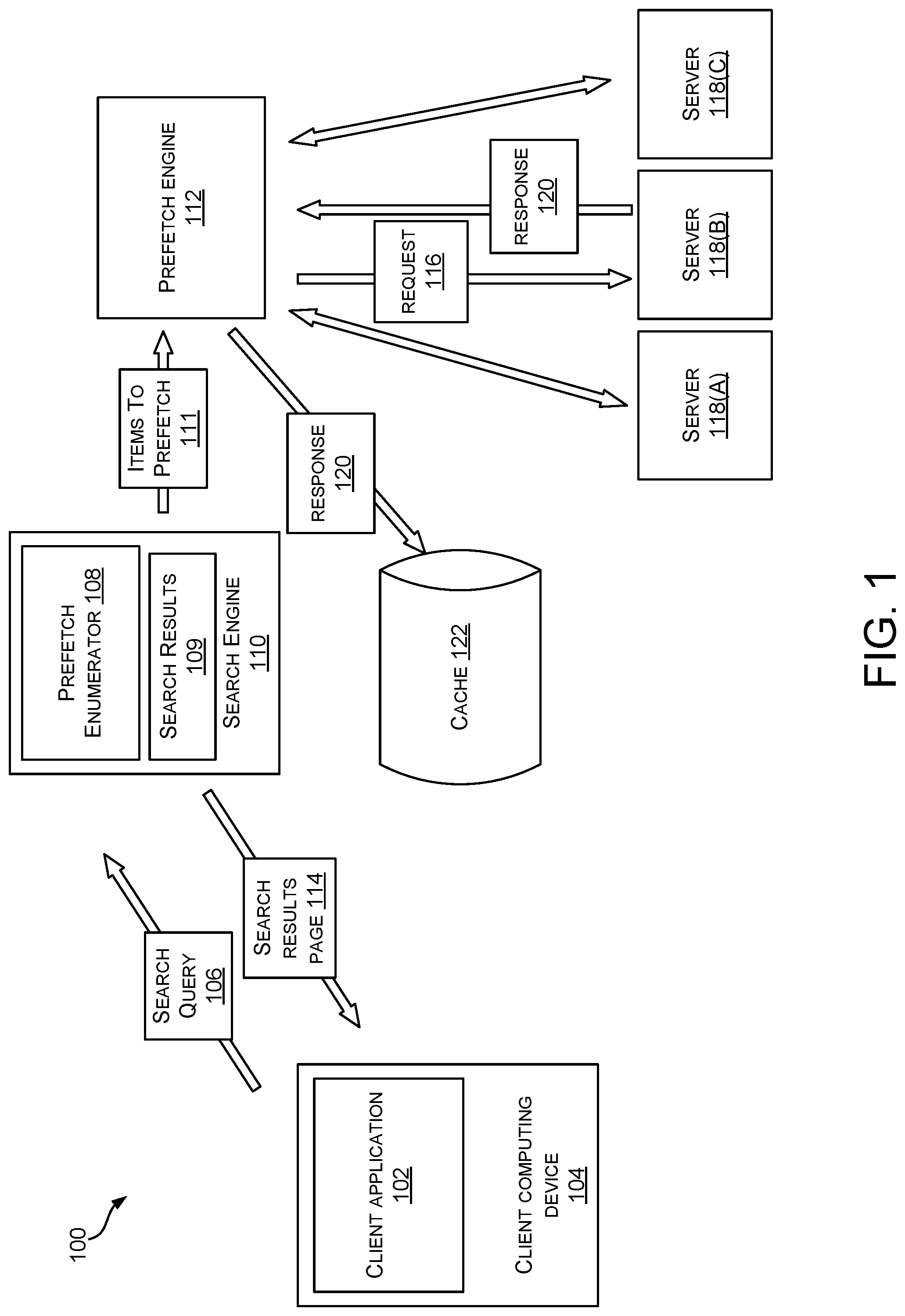 Patent US11775518 Figure 1 – Asynchronous predictive caching of content listed in search results