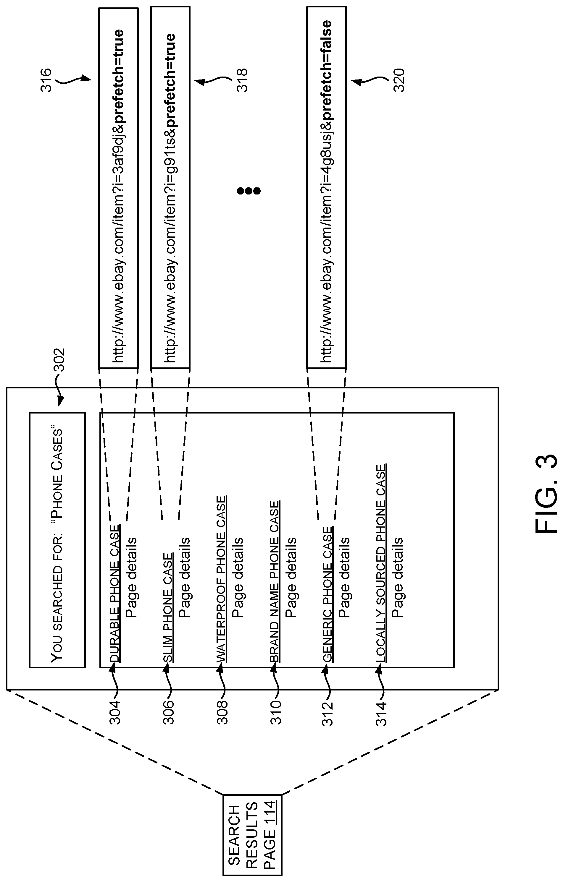 Patent US11775518 Figure 3 – Asynchronous predictive caching of content listed in search results