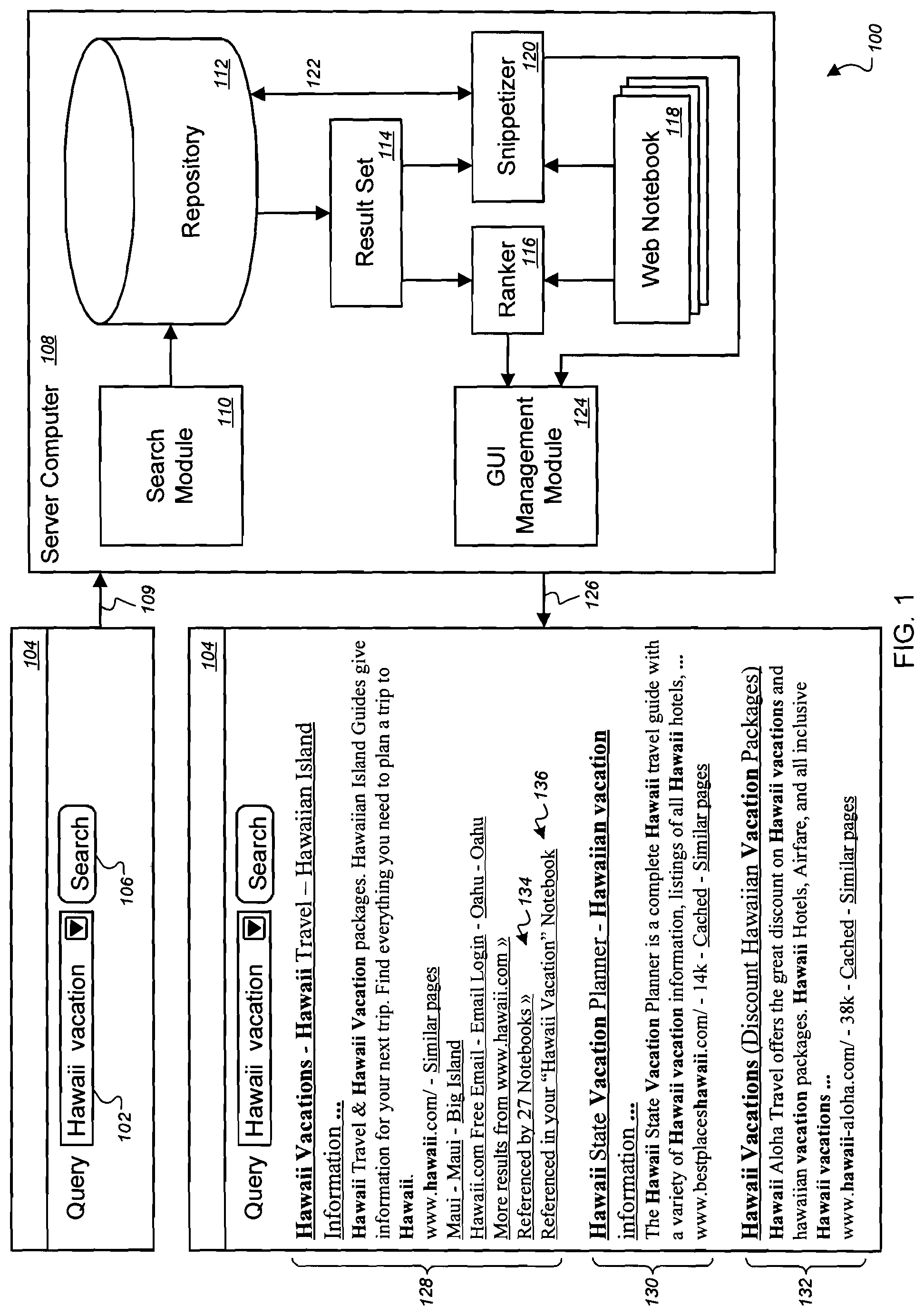 Patent US11775535 Figure 1 – Presenting search result information