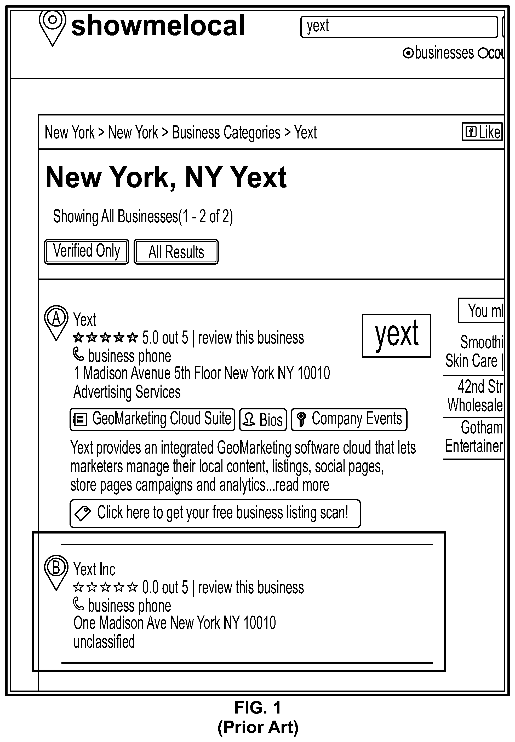 Patent US11775537 Figure 1 – Suppressing duplicate listings on a search provider system using API-based communications
