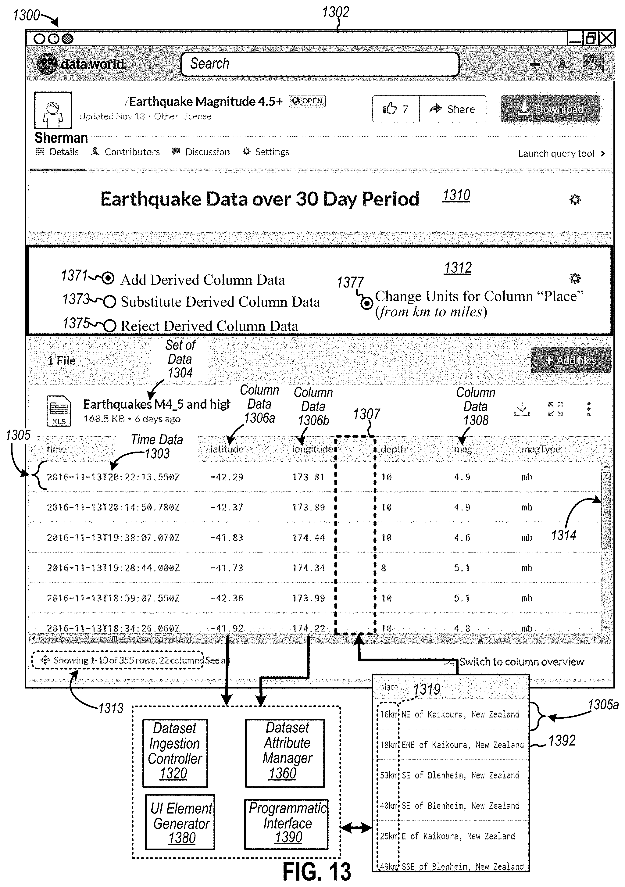 Patent US11775547 Figure 14 – Computerized tools to discover, form, and analyze dataset interrelations among a system of networked collaborative datasets