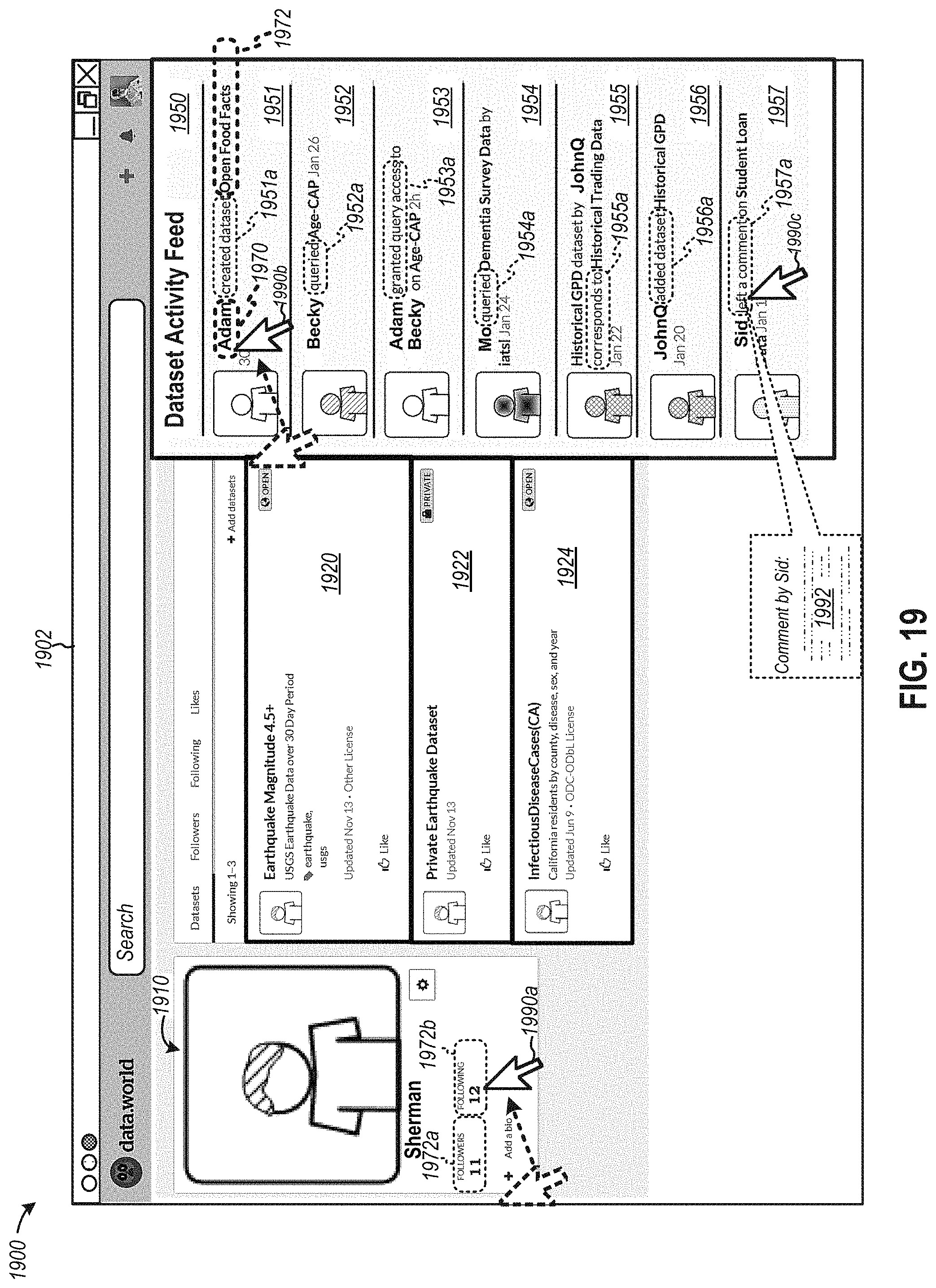 Patent US11775547 Figure 20 – Computerized tools to discover, form, and analyze dataset interrelations among a system of networked collaborative datasets