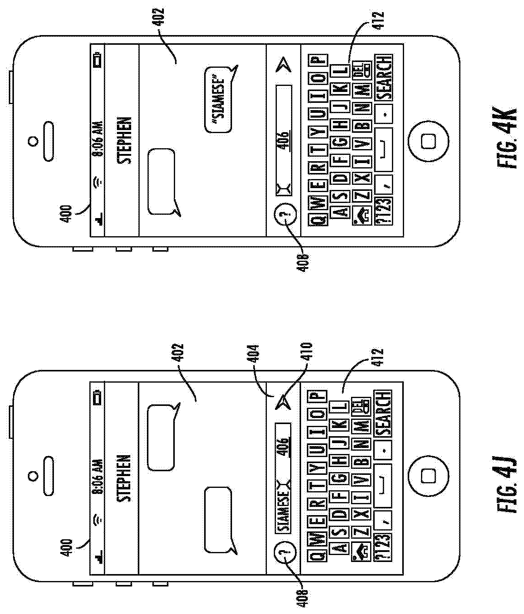 Patent US11775575 Figure 8 – Systems and methods of performing searches within a text input application