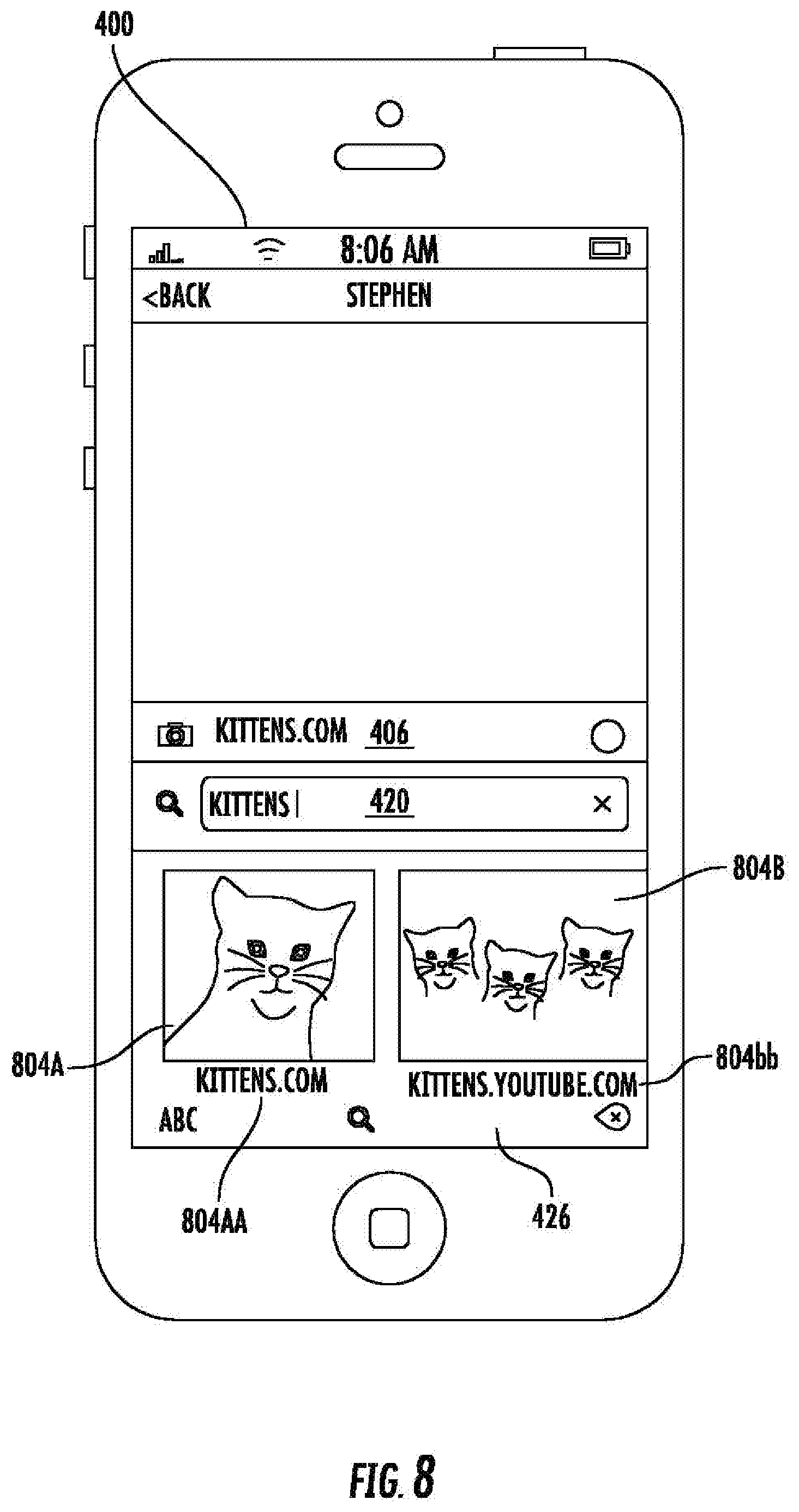 Patent US11775575 Figure 13 – Systems and methods of performing searches within a text input application