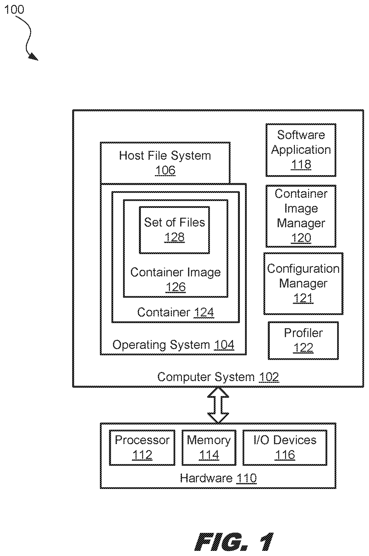 Patent US11775576 Figure 1 – Container image size reduction via runtime analysis
