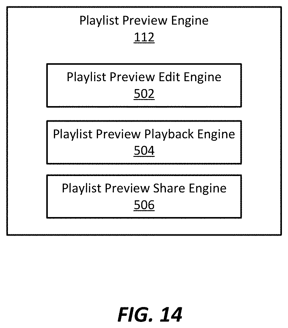 Patent US11775580 Figure 14 – Playlist preview
