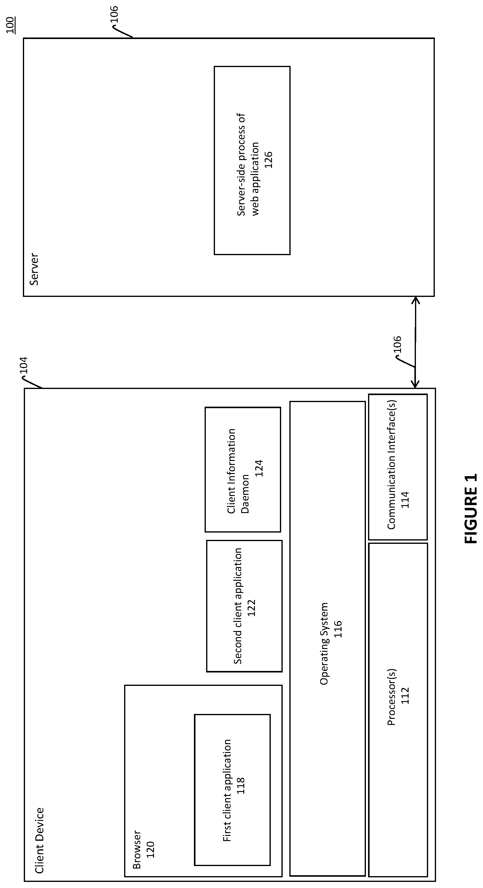 Patent US11775629 Figure 1 – Client device information for controlling access to web applications