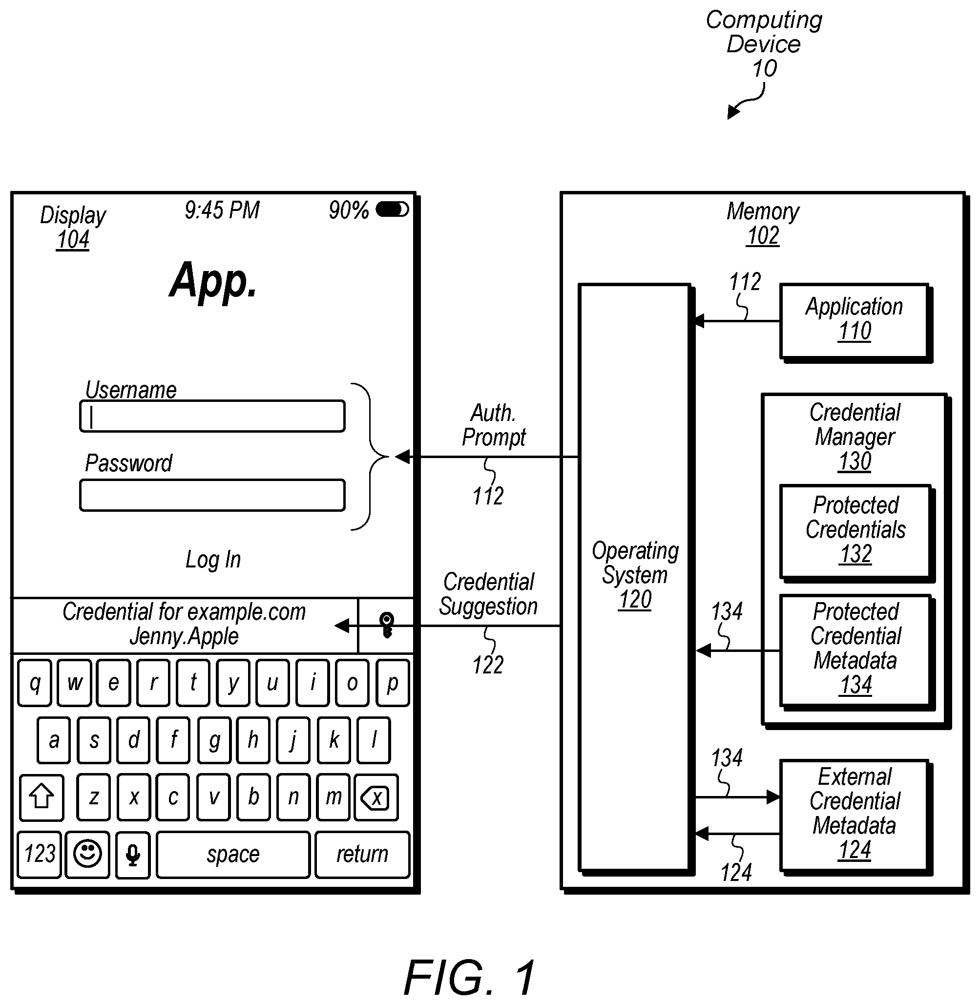 Patent US11775632 Figure 1 – Credential manager integration